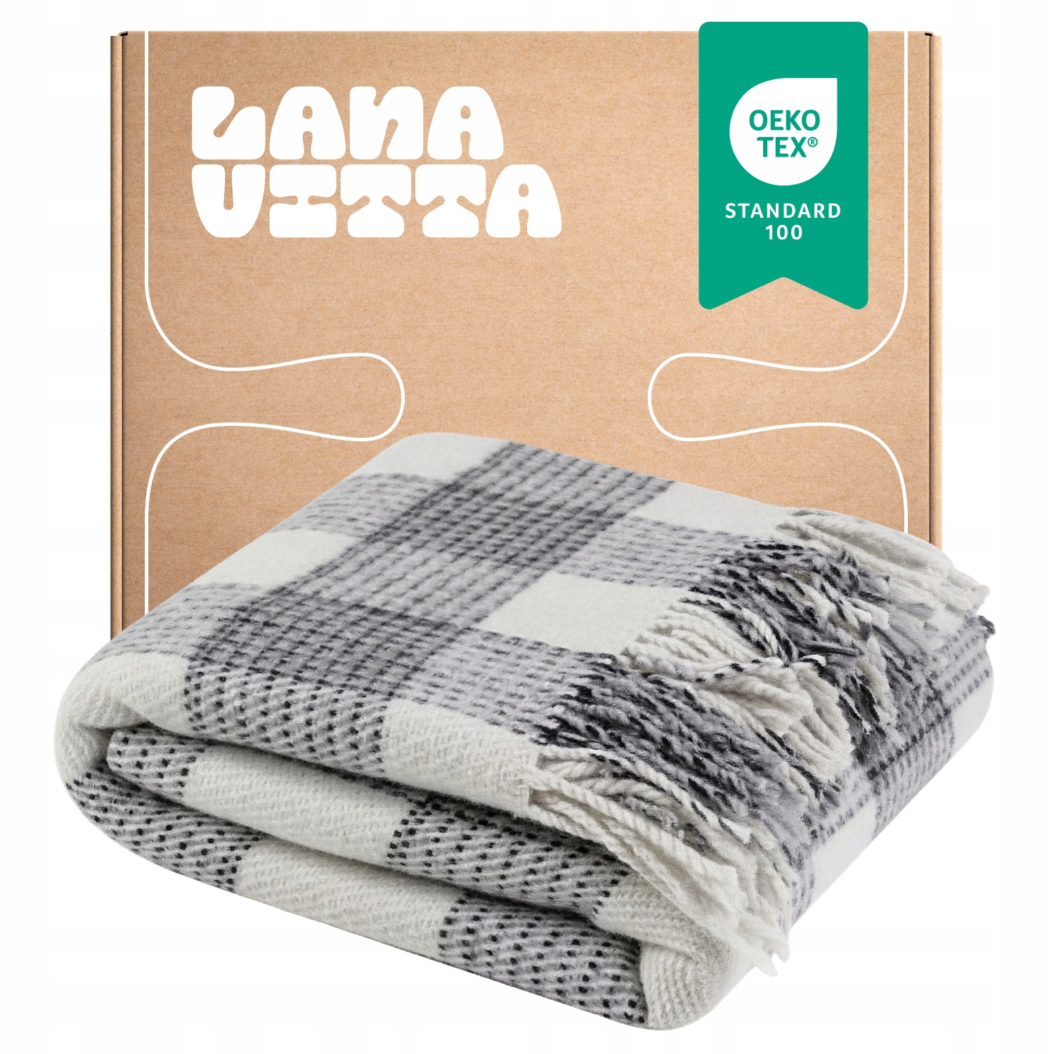 Polovlněná deka Veronika Přehoz na postel Pled Šedá 140 x 200 cm