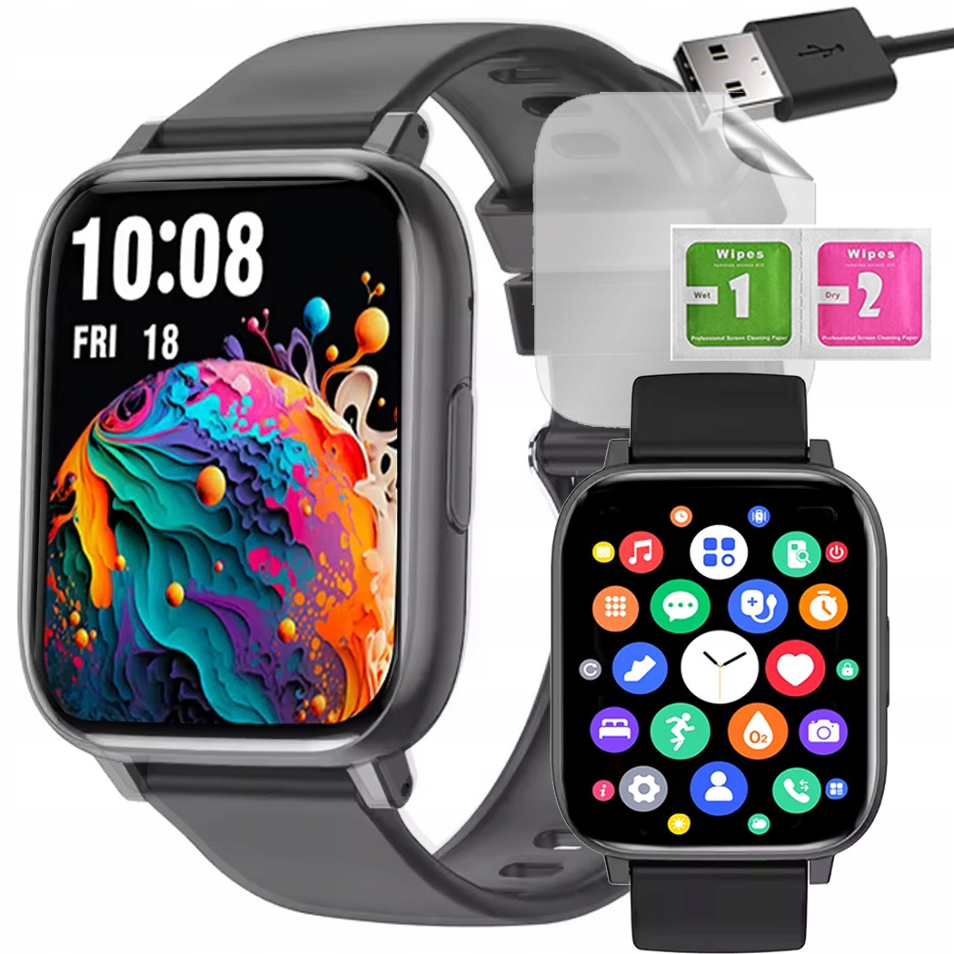 Chytré Hodinky s monitorem srdečního tepu a tlaku – Hovory, Sport, Spánek, Menu Pl