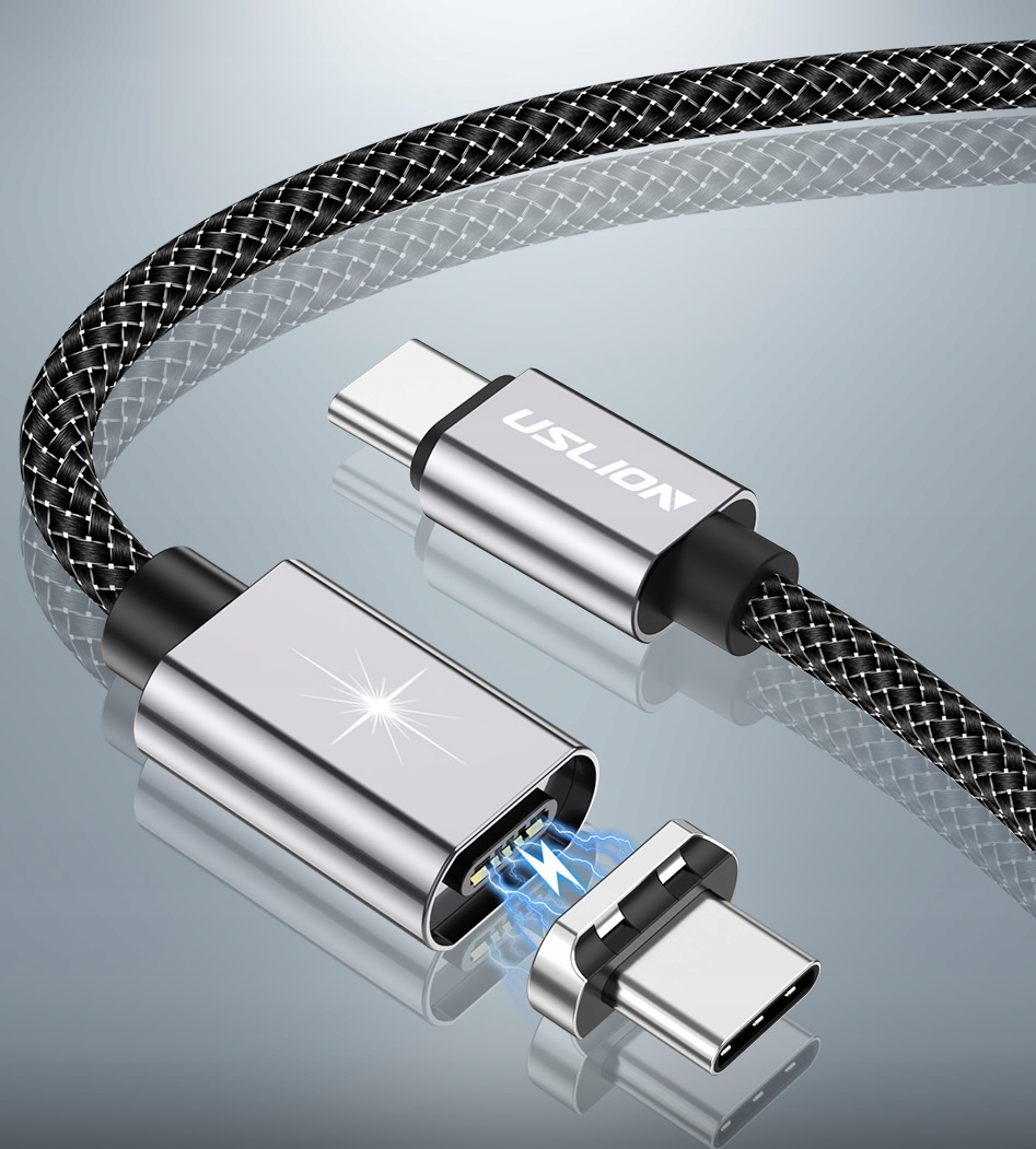 KABEL MAGNETYCZNY do ładowania TELEFONU LAPTOPA 5A 100W 1.5m KOSTKA Złącza USB typ C - USB typ C