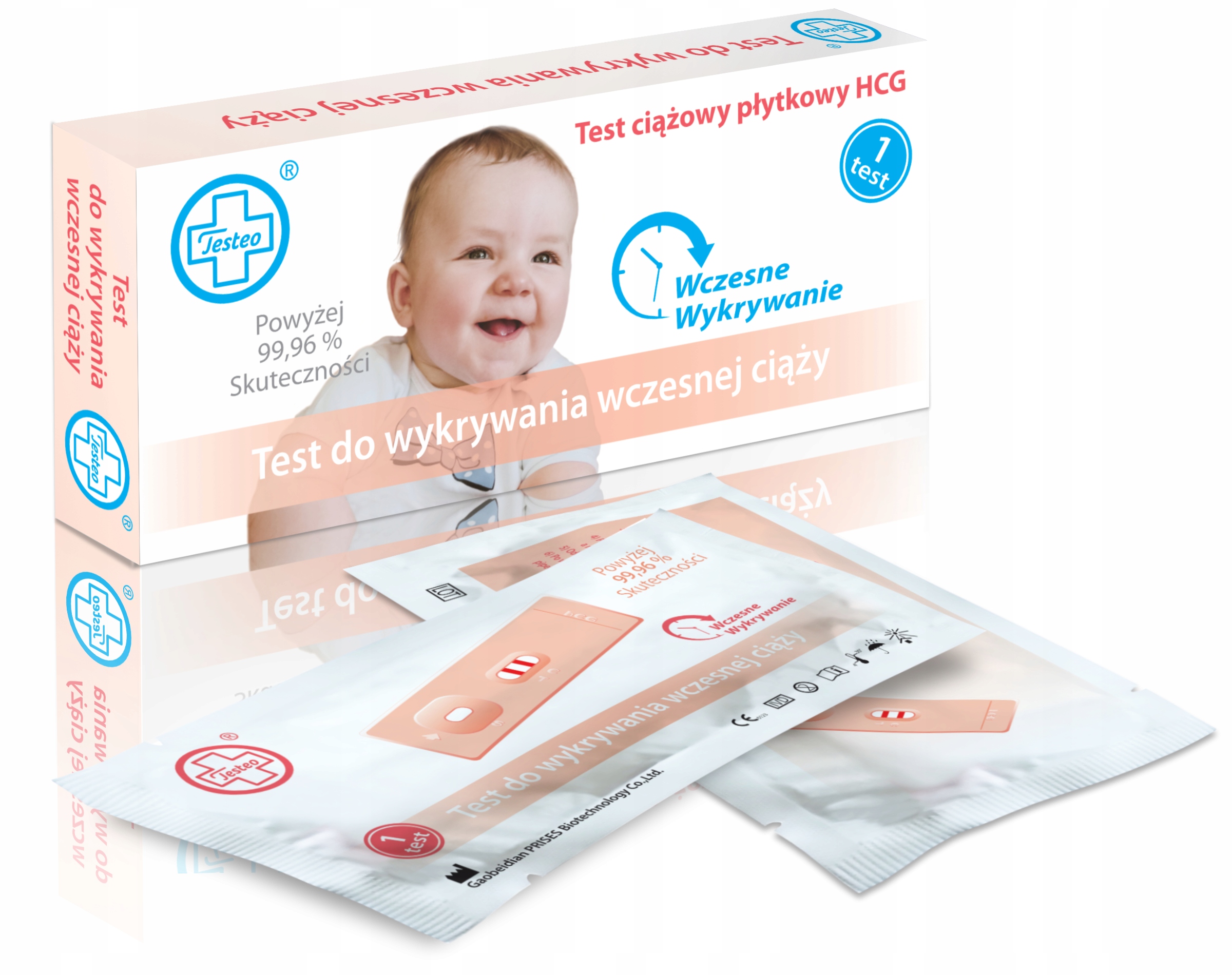 TEST CIĄŻOWY PŁYTKOWY WCZESNA CIĄŻA 2 DNI TESTEO Producent wyrobu medycznego Gaobeidian PRISES Biotechnology Co., Ltd