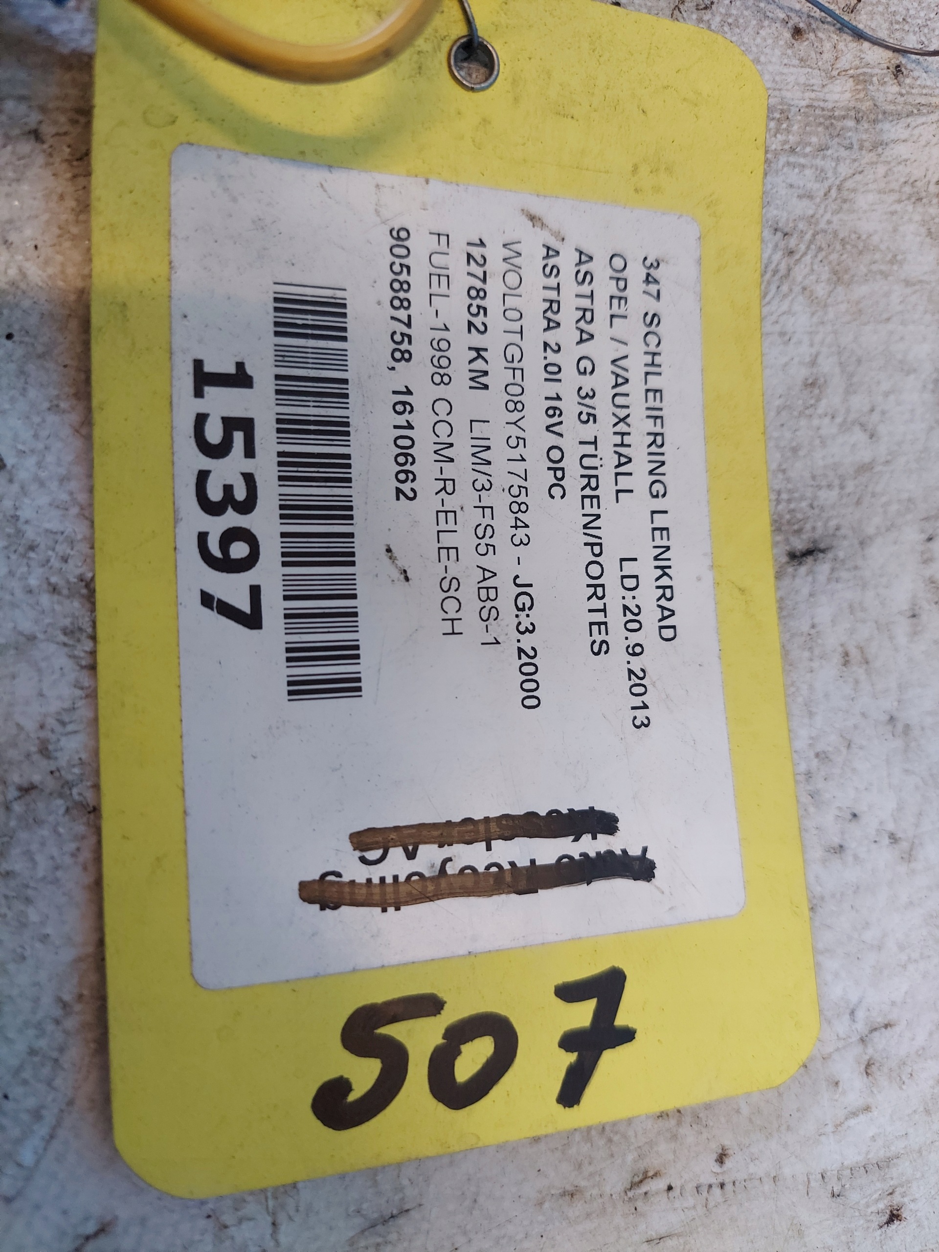 kroužek airbag ASTRA G 1610662