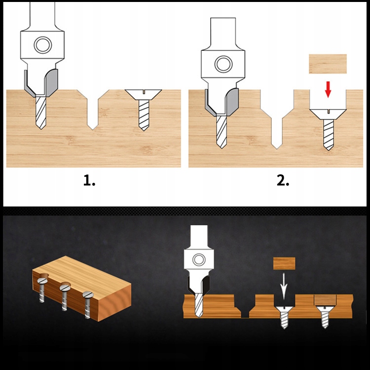 6SZT WIERTŁA DO DREWNA Z GZYMKĄ FAZOWNIKIEM Rodzaj wiertła centrujące
