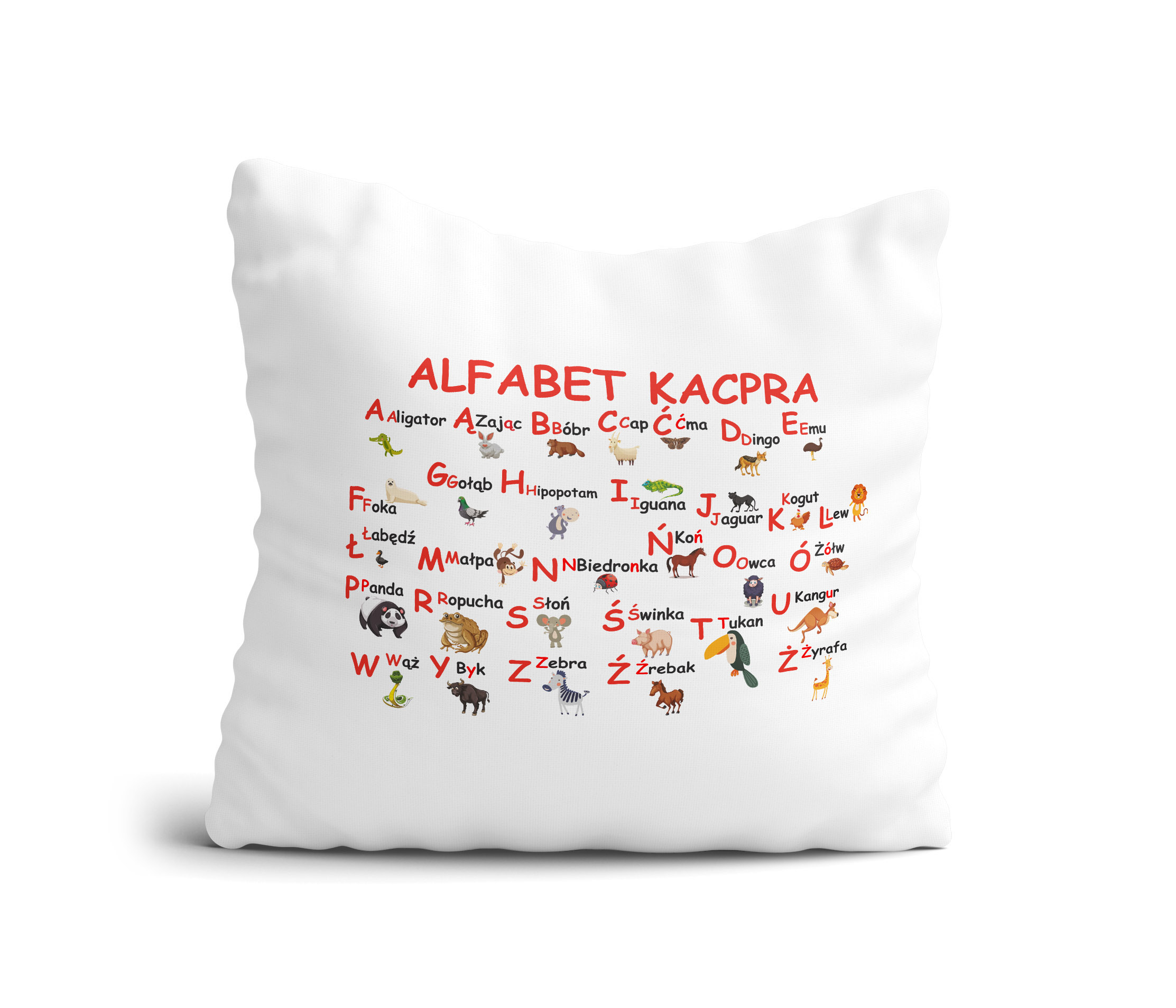

Poduszka Alfabet Zoo Zwierzęta Nauka Imię