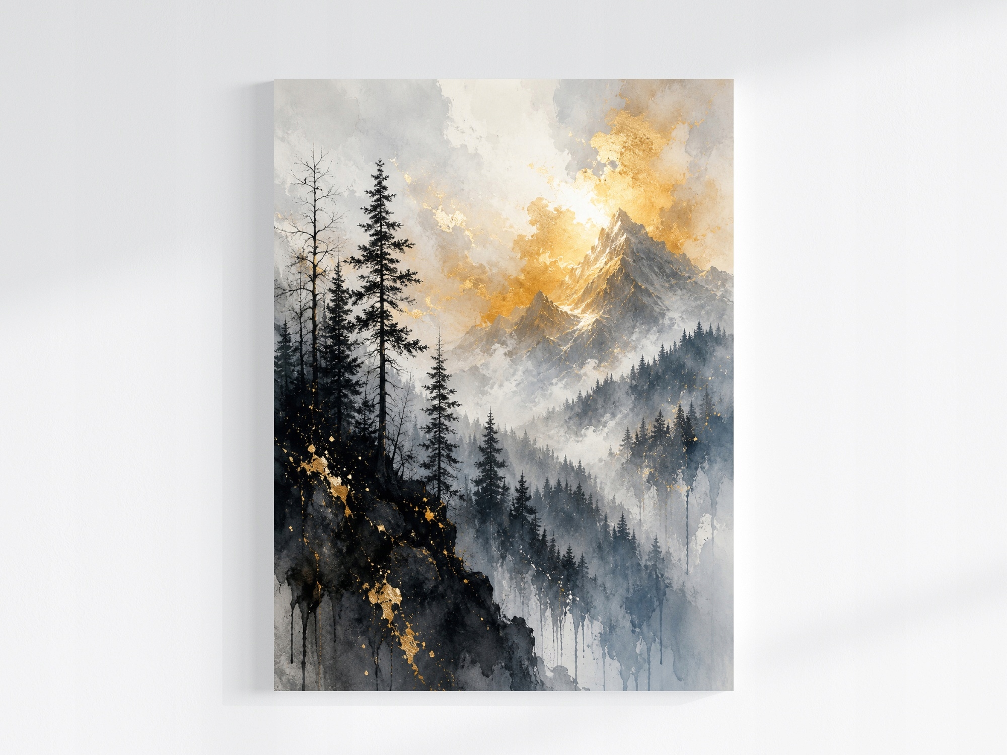 Obraz Na Plátně Canvas Krajina Hory Les Stromy Slunce Východ Ráno 75x100