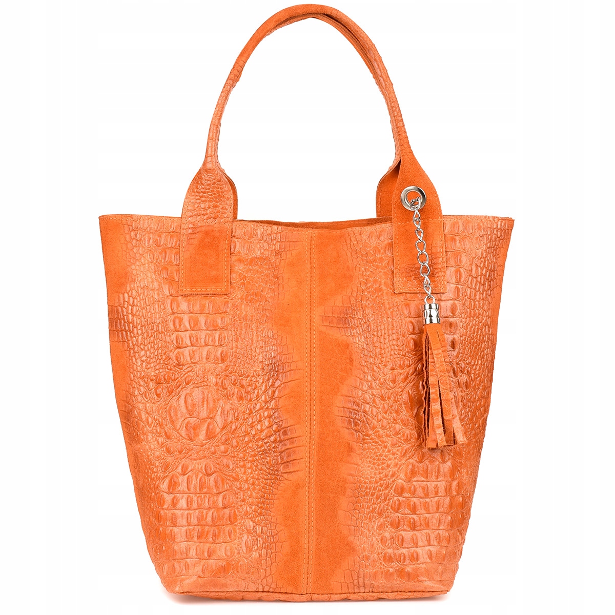 Kožená taška dámská shopper na zip velká A4 s italskou kosmetickou taštičkou