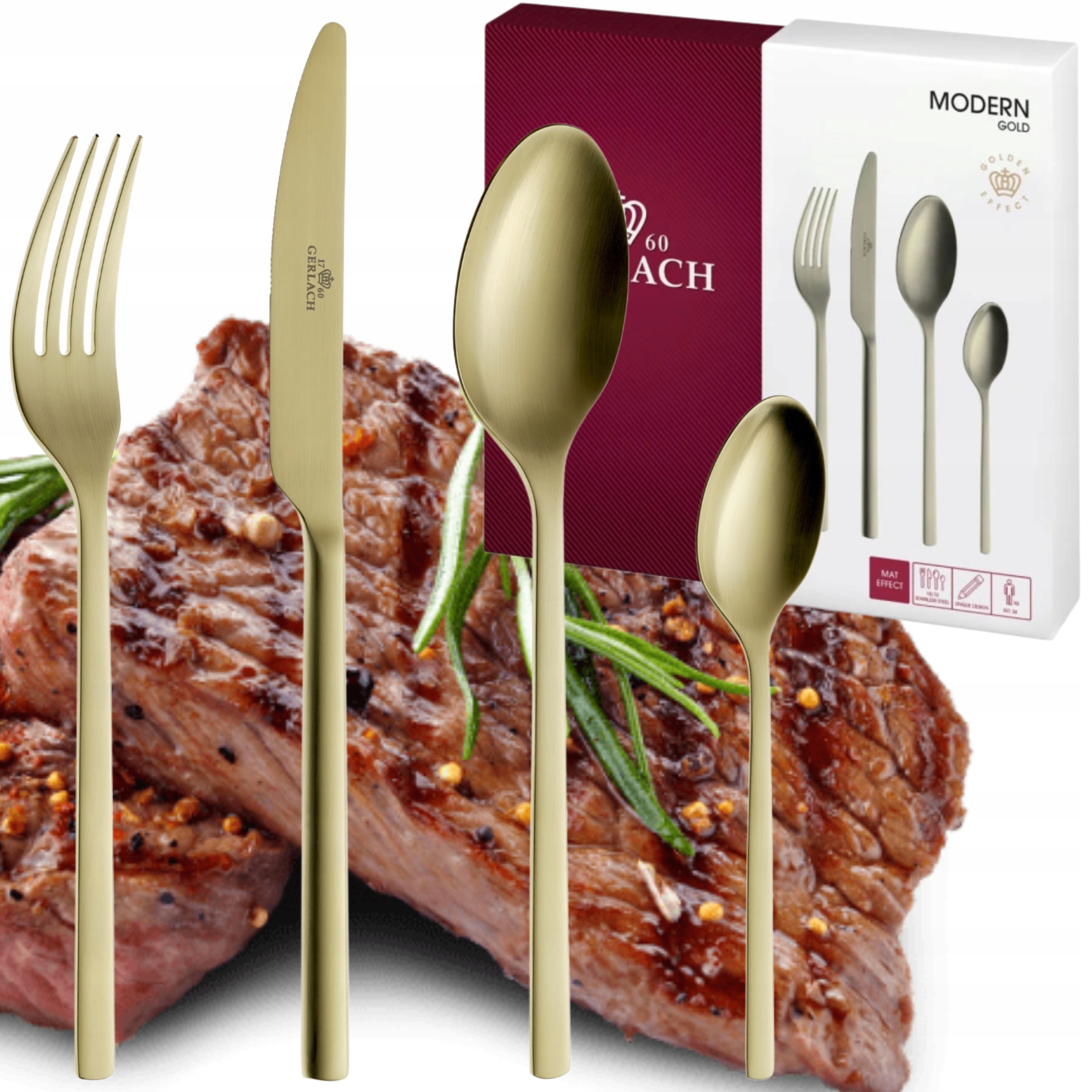Gerlach Modern Gold Sada 24 Príborov Pre 6 Osôb Príborová Krabička Komplet Lesk