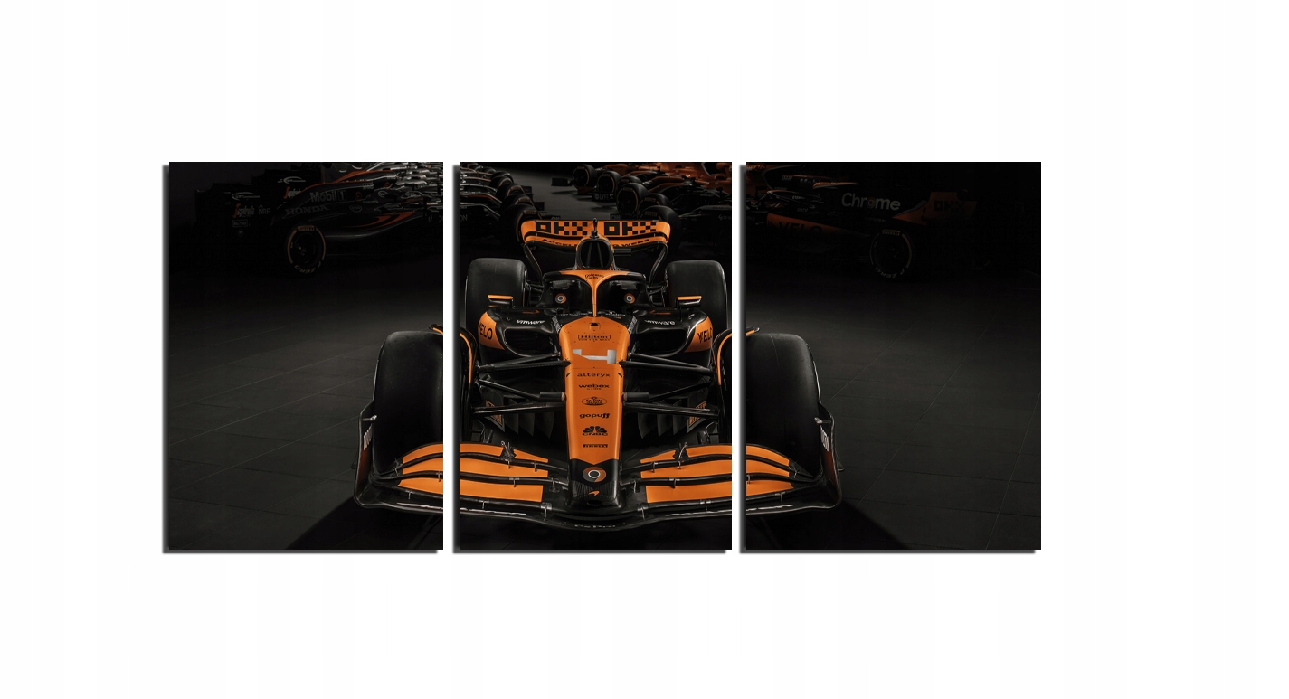 Obraz na zeď McLaren formule 1 Lando Norris F1 triptych 40x90 cm