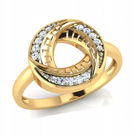 

Okrągły Złoty Pierścionek Koło Wzór Grecki Pr. 333