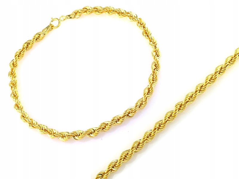 Zlatý náramek 585 řetízkový 3.7mm klasický Korda 19r bez kamenů 3g