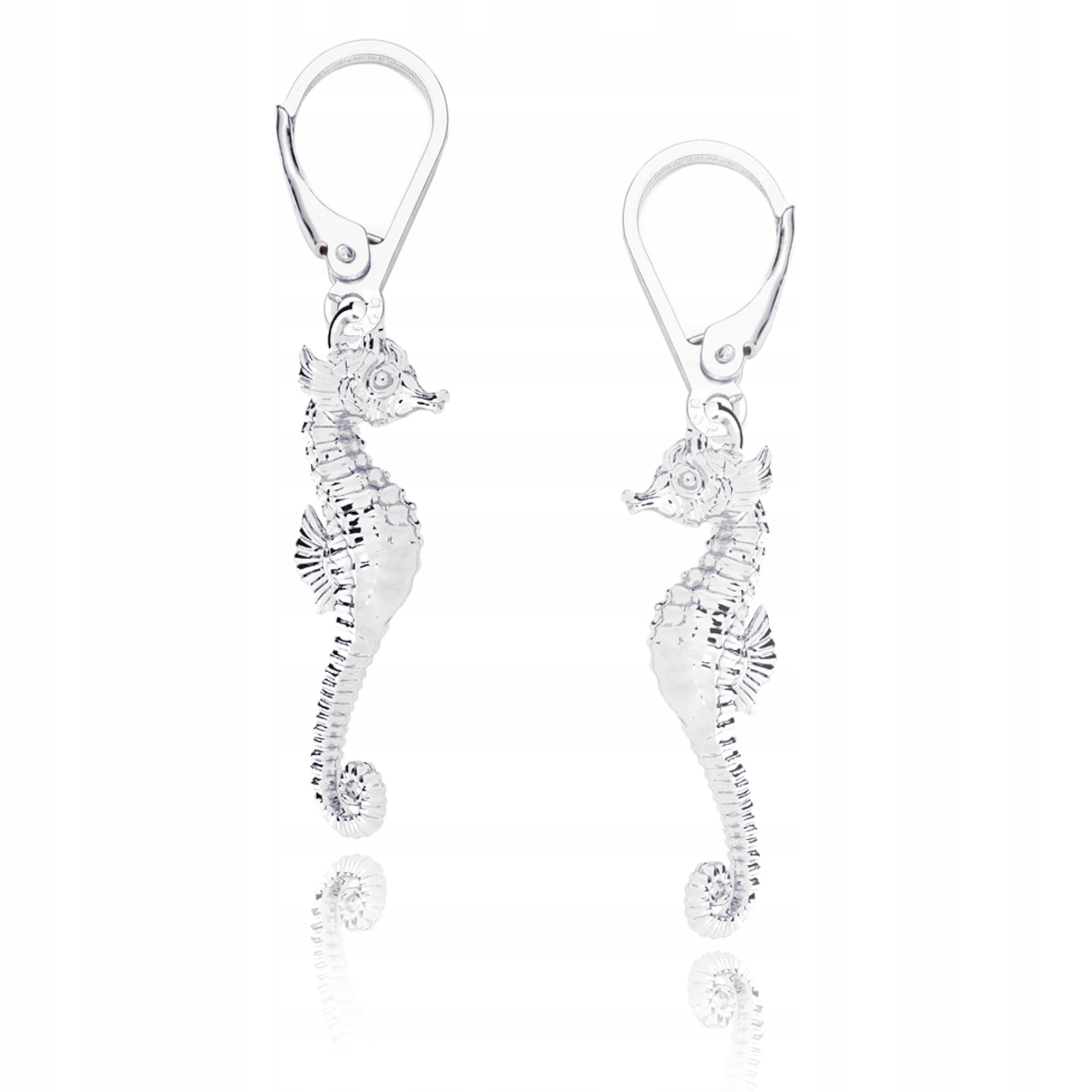 Stříbrné 925 náušnice anglické Mořský koník Pławikonik Symbol věrnosti