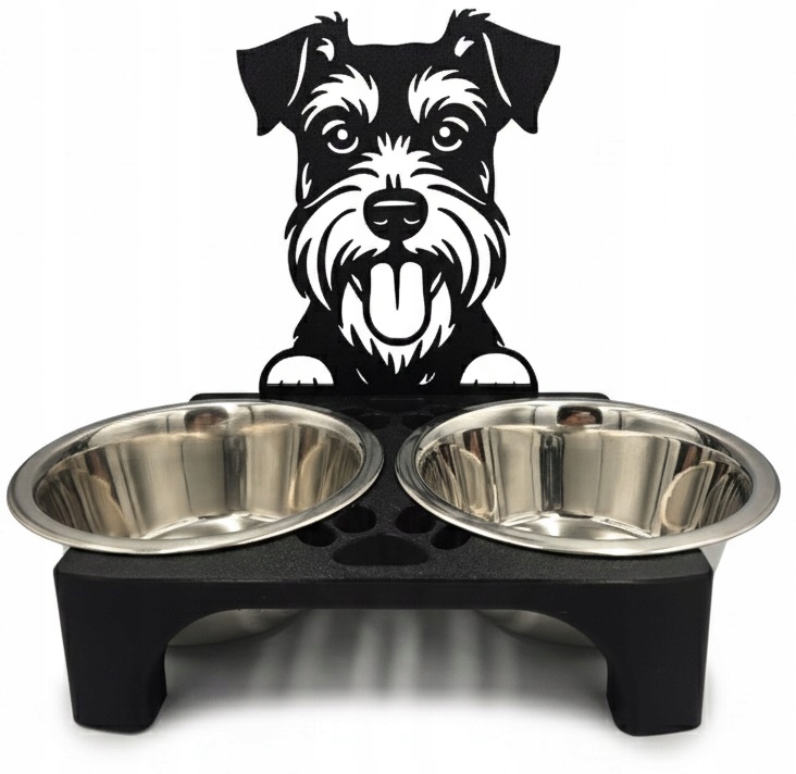 Levně Šnaucer 2 x 900 ml 3D stojan na misky pro psa