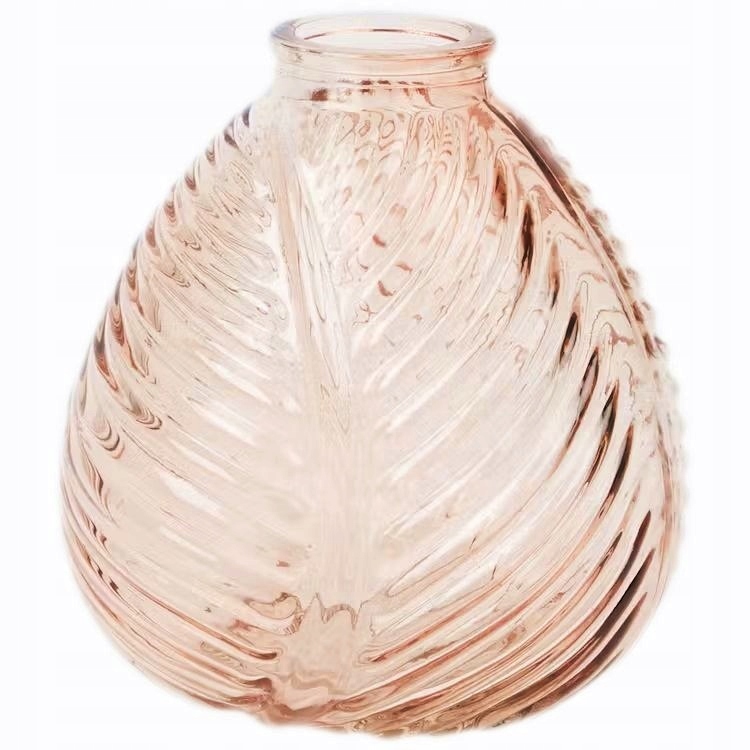 WAZONIK DEKORACYJNY WAZON TŁOCZONY LIŚĆ RÓŻOWY