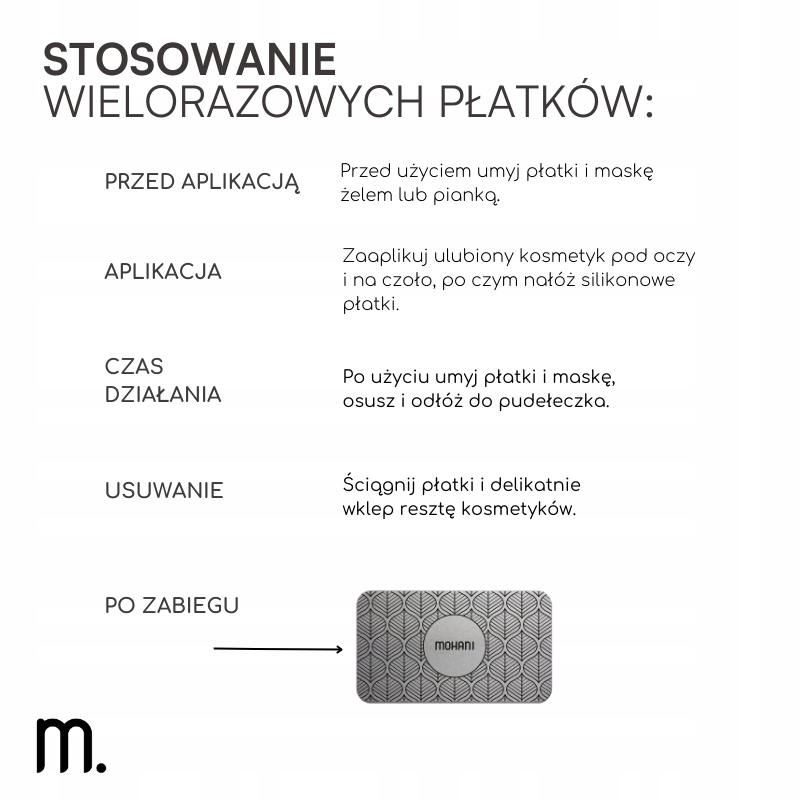 PŁATKI SILIKONOWE POD OCZY WIELORAZOWE MOHANI 2szt Marka Mohani