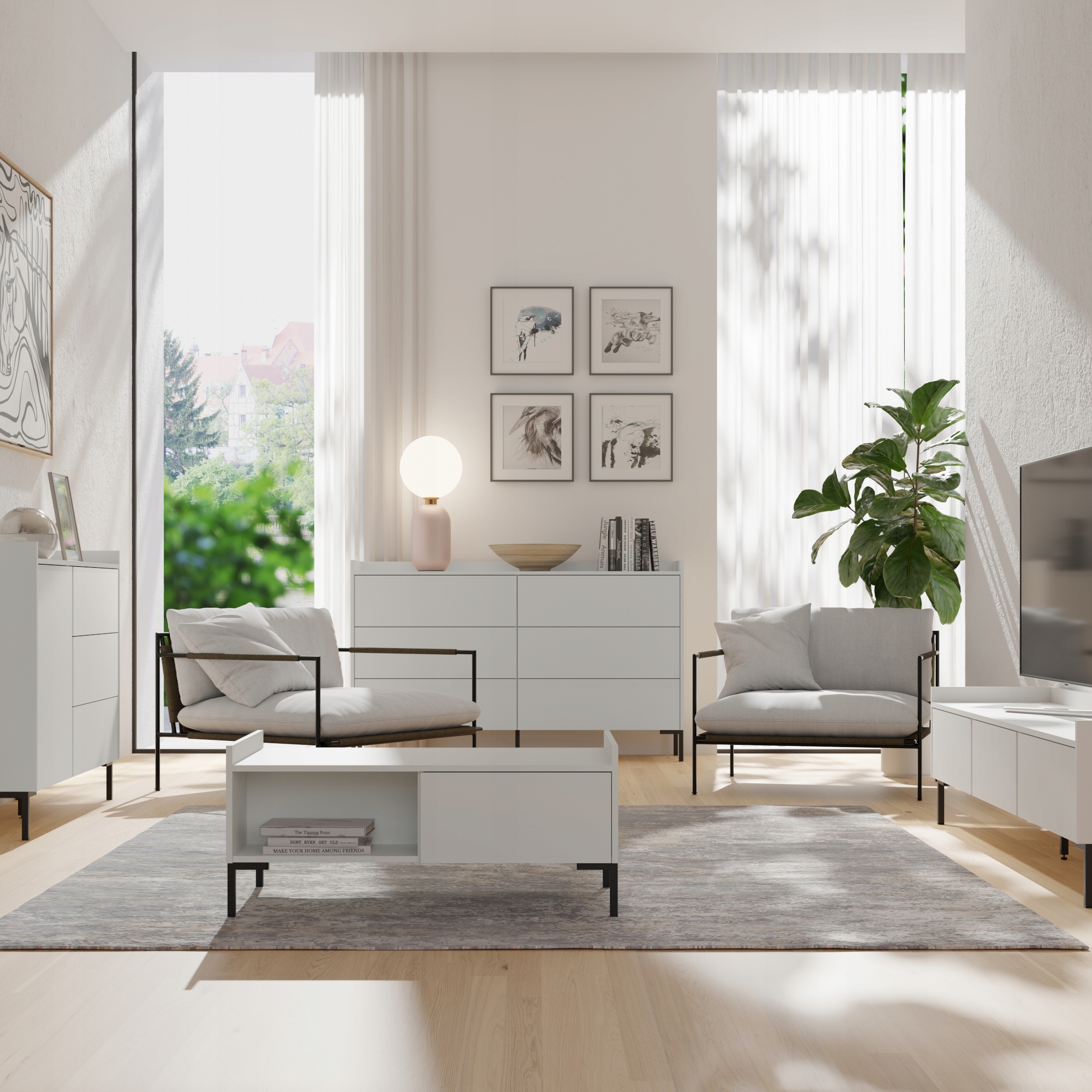 Ława prostokątna Liam 100 x 60 Biała