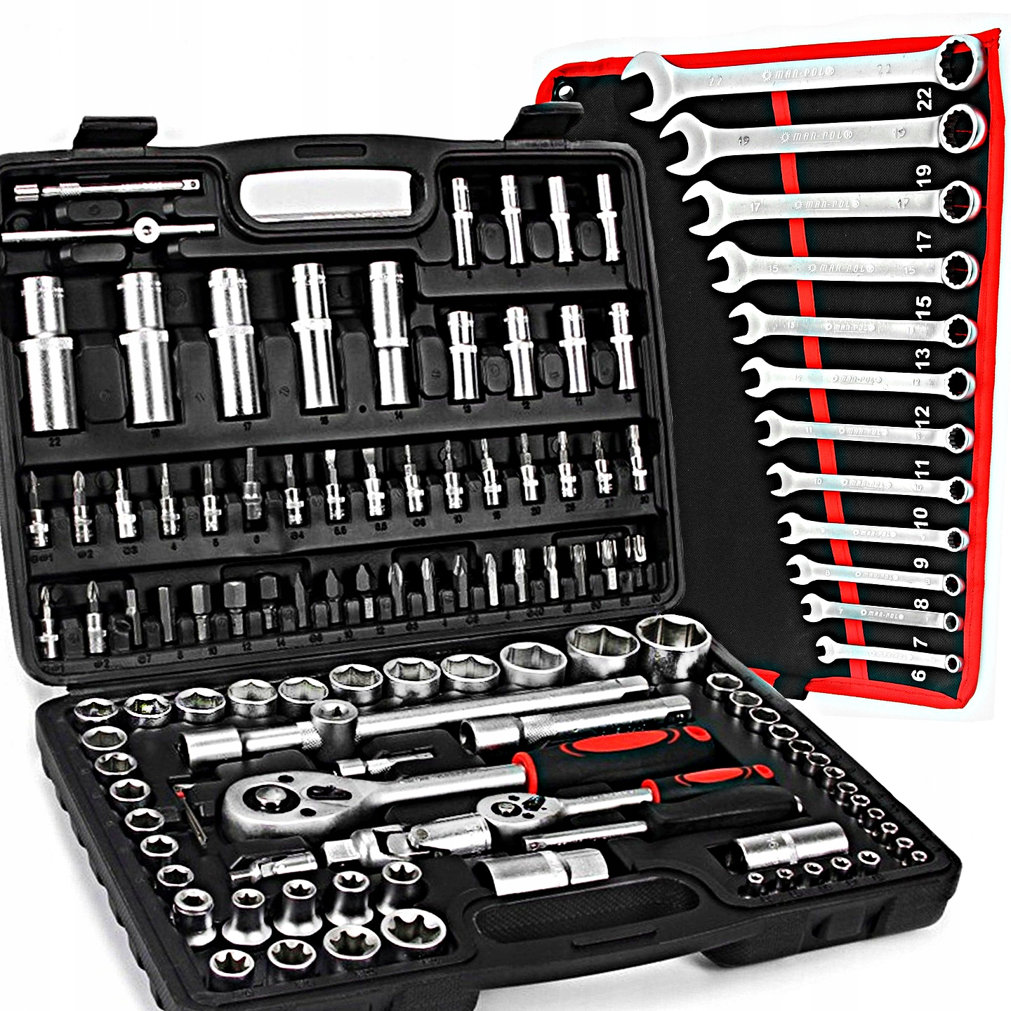 ZESTAW KLUCZY NASADOWYCH 108el PLASKO OCZKOWE 6 22