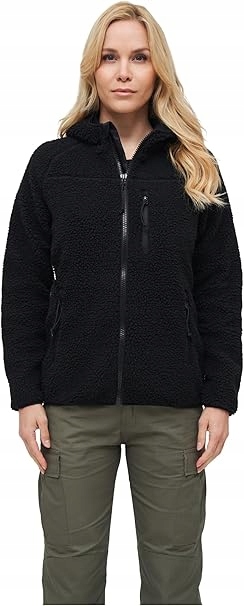 Brandit Černá Dámská Bunda Z Medvídka Se Zipem A Kapucí M 6EA