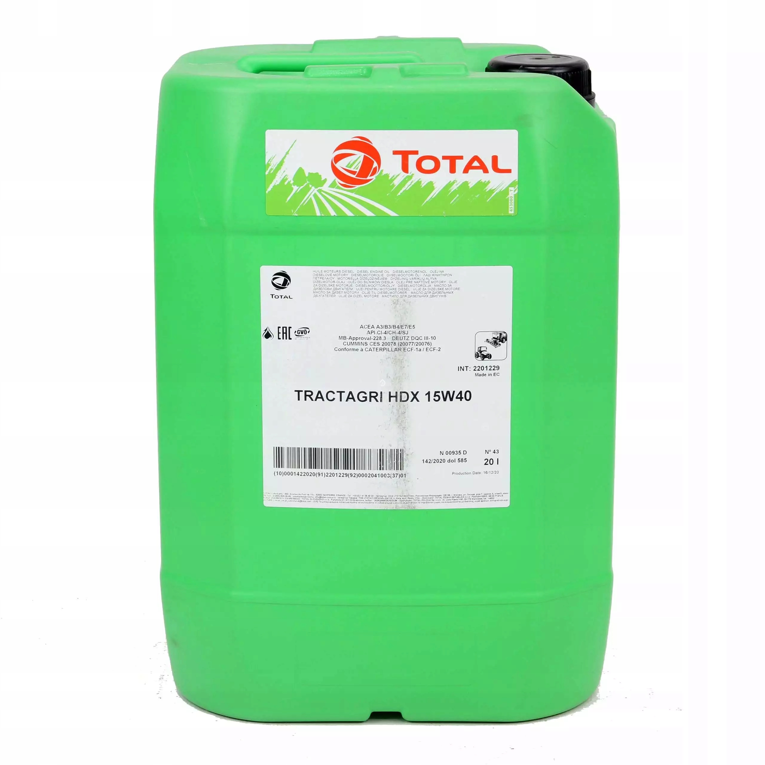 TOTAL TRACTAGRI HDX 15W40 20L.