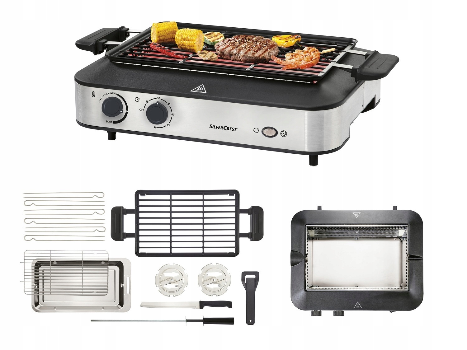 Tradycyjny grill elektryczny SilverCrest Smeg 1600 A1 srebrny/szary 1600 W