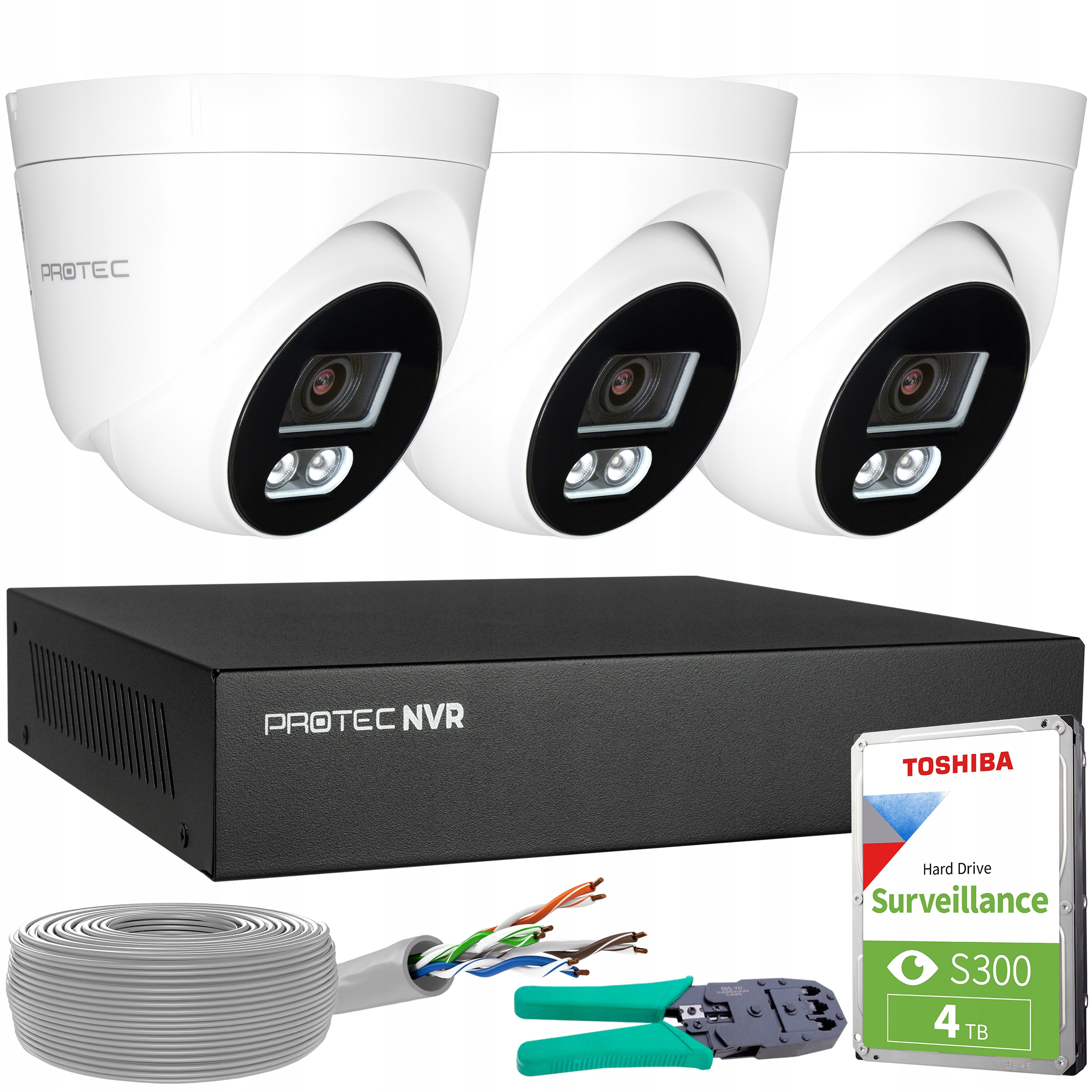 Monitorovací sada 3 kamer Ip 8MP 4K Poe Detekce osob Hdd 4TB