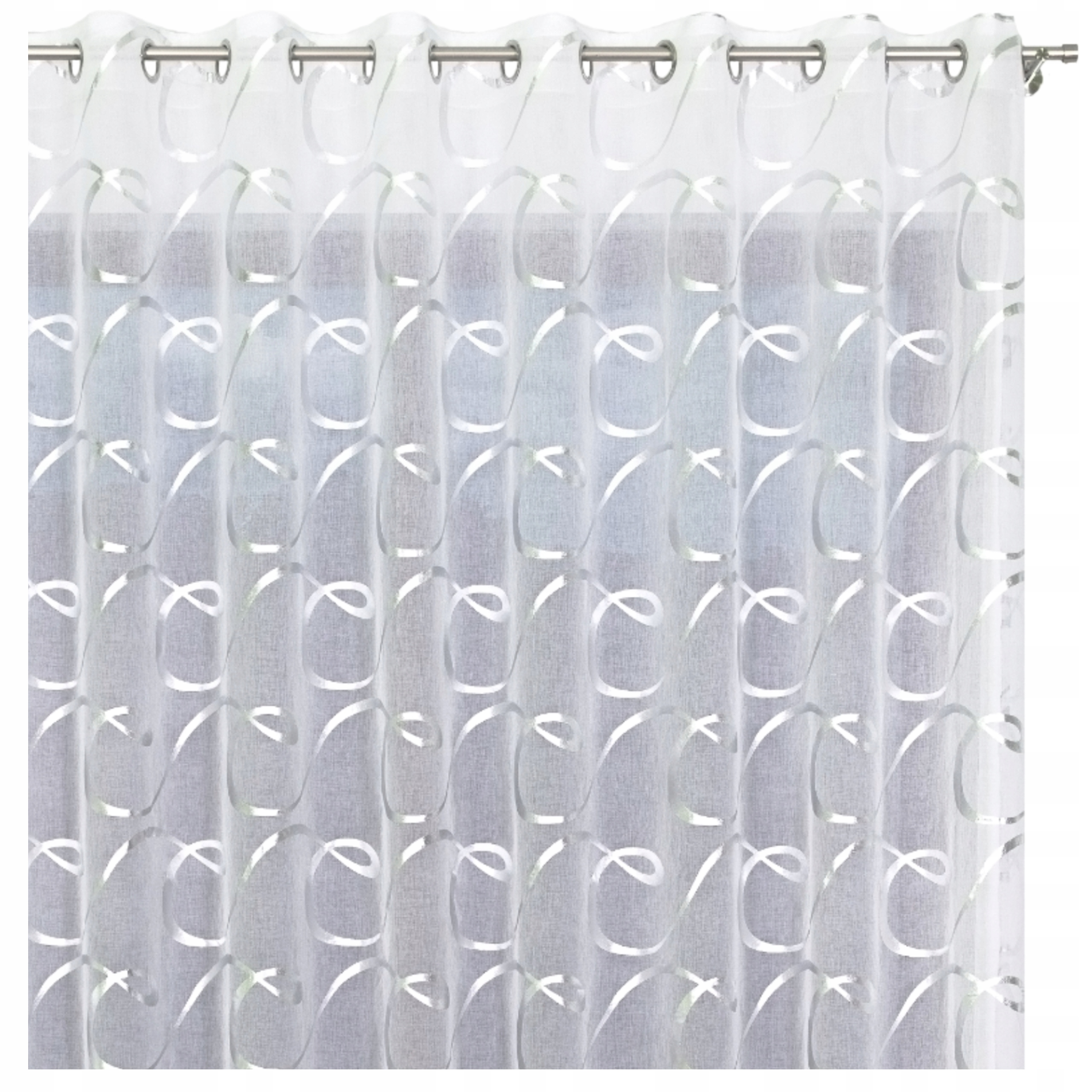 Hotová Záclona Celeste olověný etamin stříbrný potisk 600 x 245 cm Oka