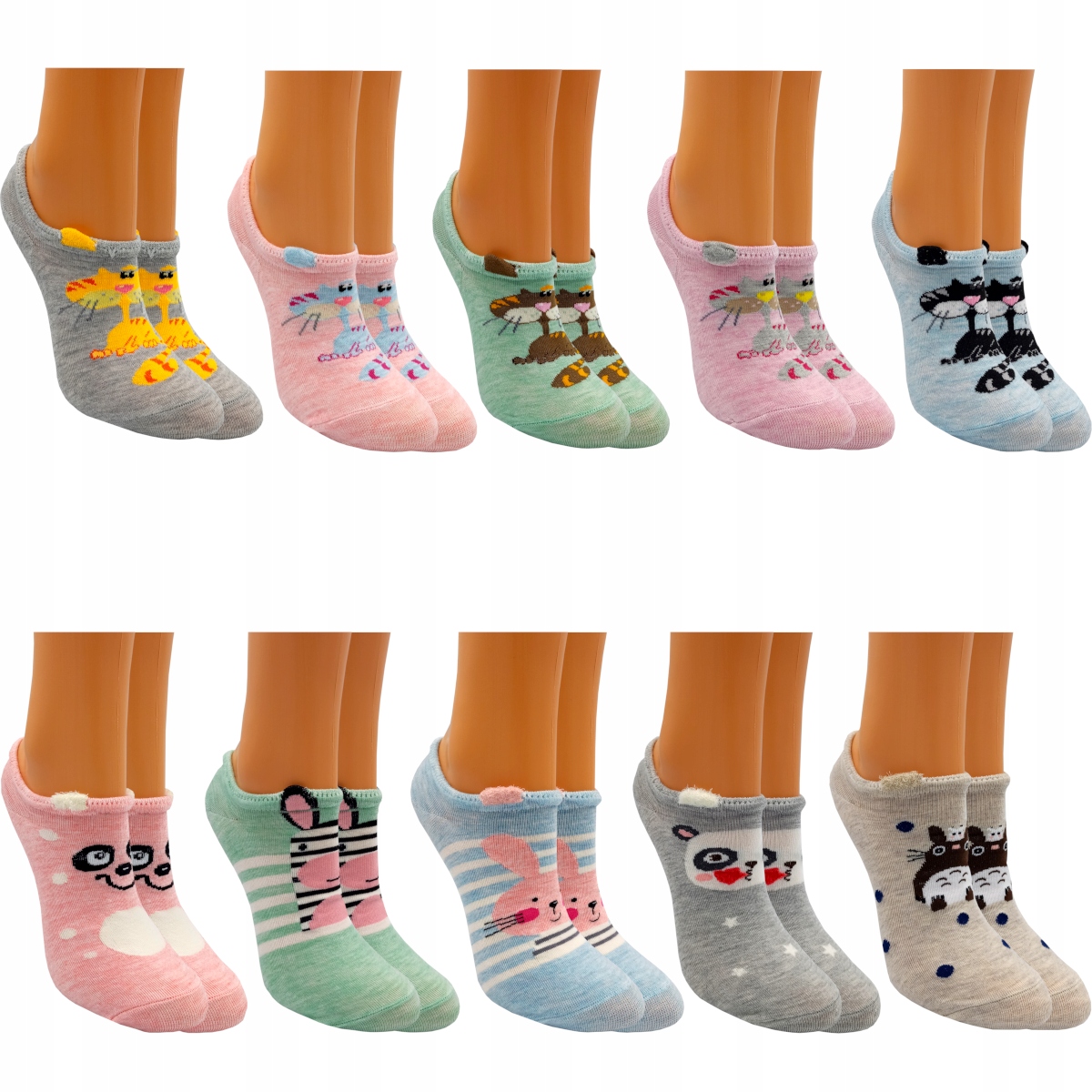 НОСКИ ЖЕНСКИЕ НОЖКИ ЦВЕТНЫЕ СМЕШНЫЕ 10 ПАК