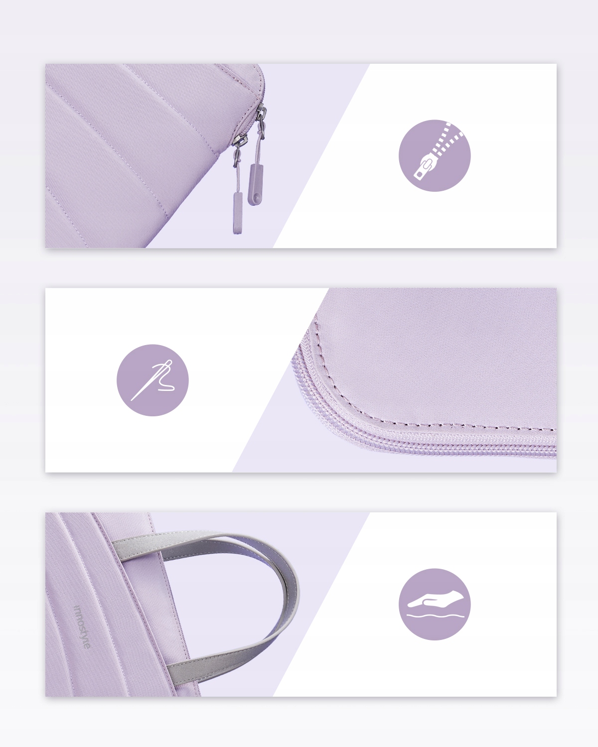 INNOSTYLE DAMSKA TORBA NA LAPTOPA 14 WODOODPORNA CARRYLITE SLIM FIOLETOWA Liczba komór 3