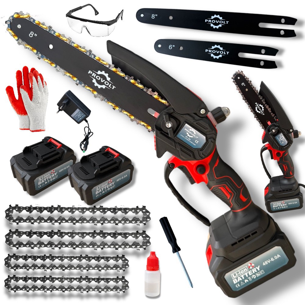 Piła Łańcuchowa Bezszczotkowa Akumulatorowa Pilarka 6" 8" Cali 2 Aku 48V