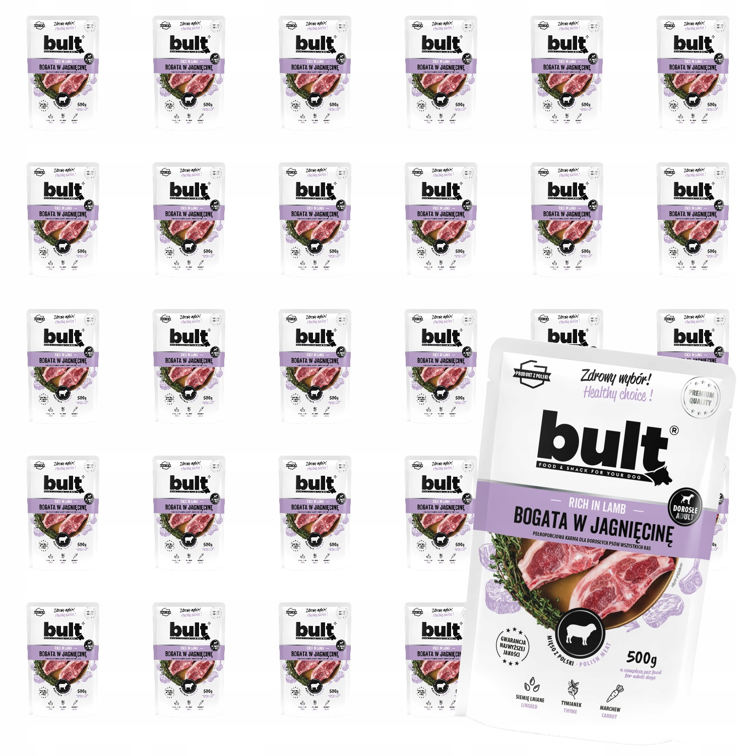 Levně Vlhké Krmivo Pro Psa Bult Sáček Mletý Bohatý Na Jehněčí Maso 30x500 g