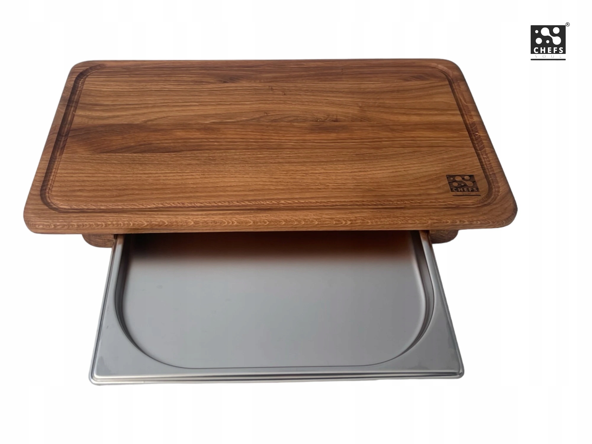 Chefs Soul Numi Dubová krájecí deska 47x28x5cm s nerez přihrádkou (CSN-003)