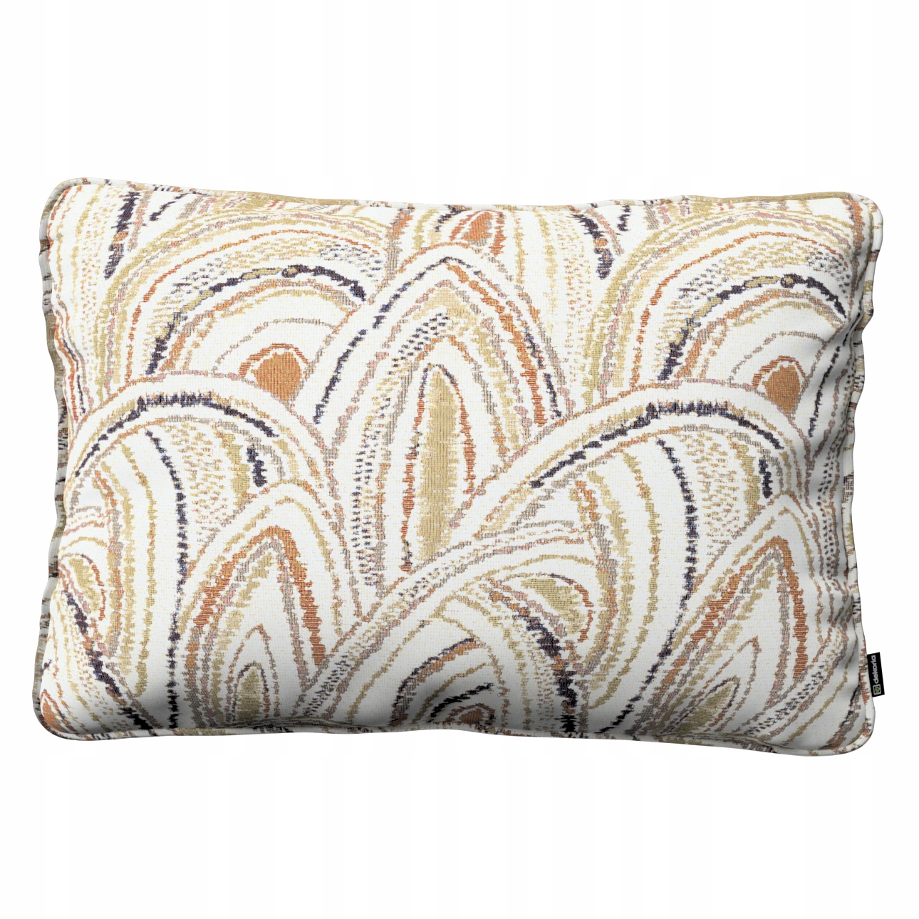 Povlak na polštář 60x40 olivově oranžové oblouky na krémovém pozadí