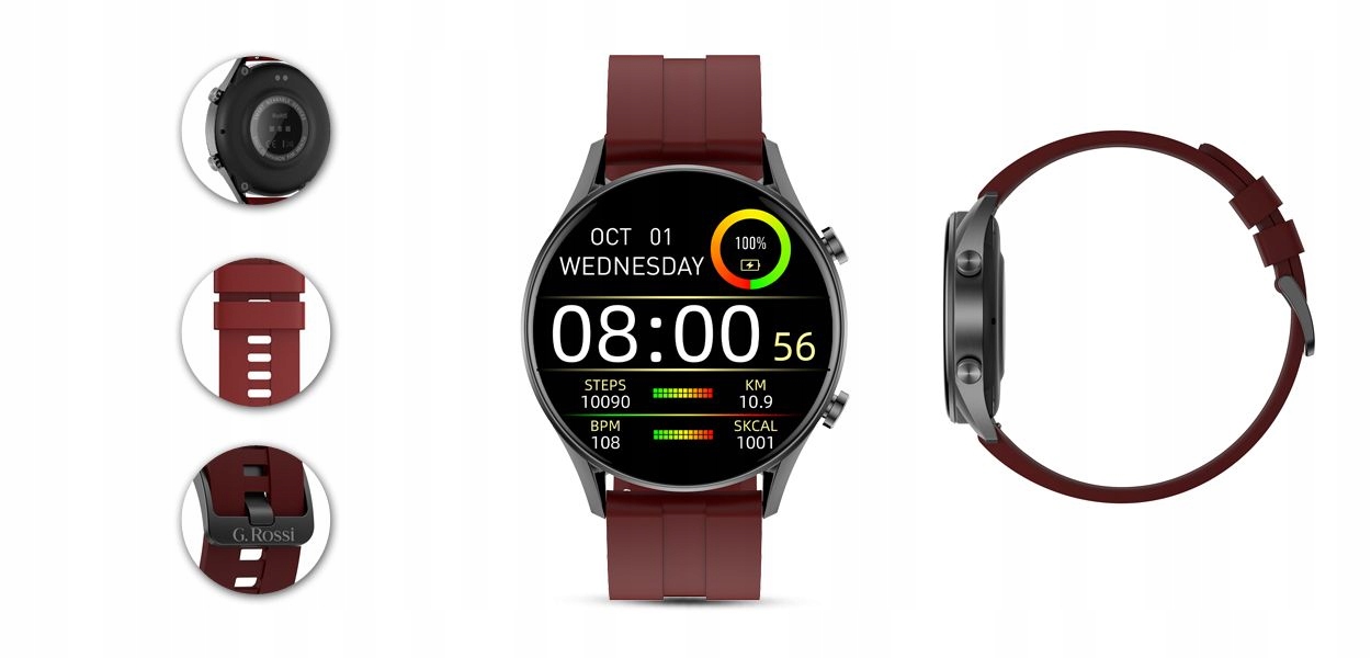 SMARTWATCH MĘSKI G. Rossi SW019-3 black/red PROWADZENIE ROZMÓW Marka G.Rossi