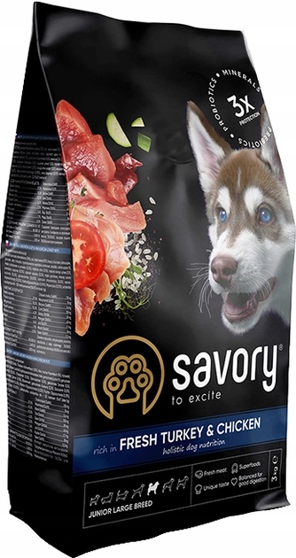 Levně Savory Junior pro mladé psy velkých plemen – krůta a kuře 3 kg