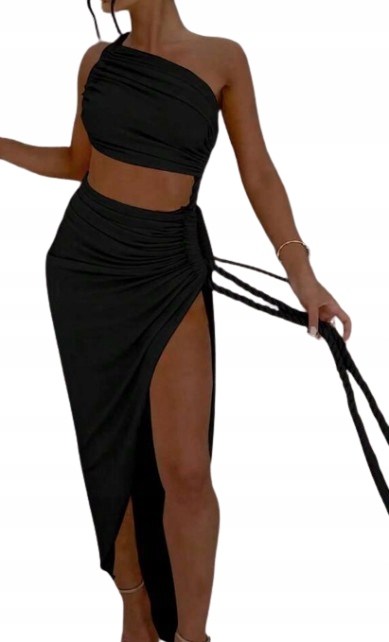 Shein Černá Asymetrická Šaty S Vráskami 1JA