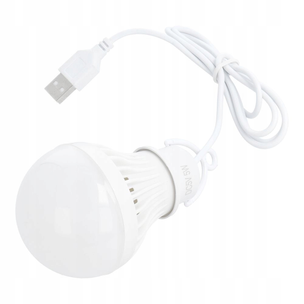 Żarówka LED na USB światło białe 5W kabel 1m 350lm Moc 5 W