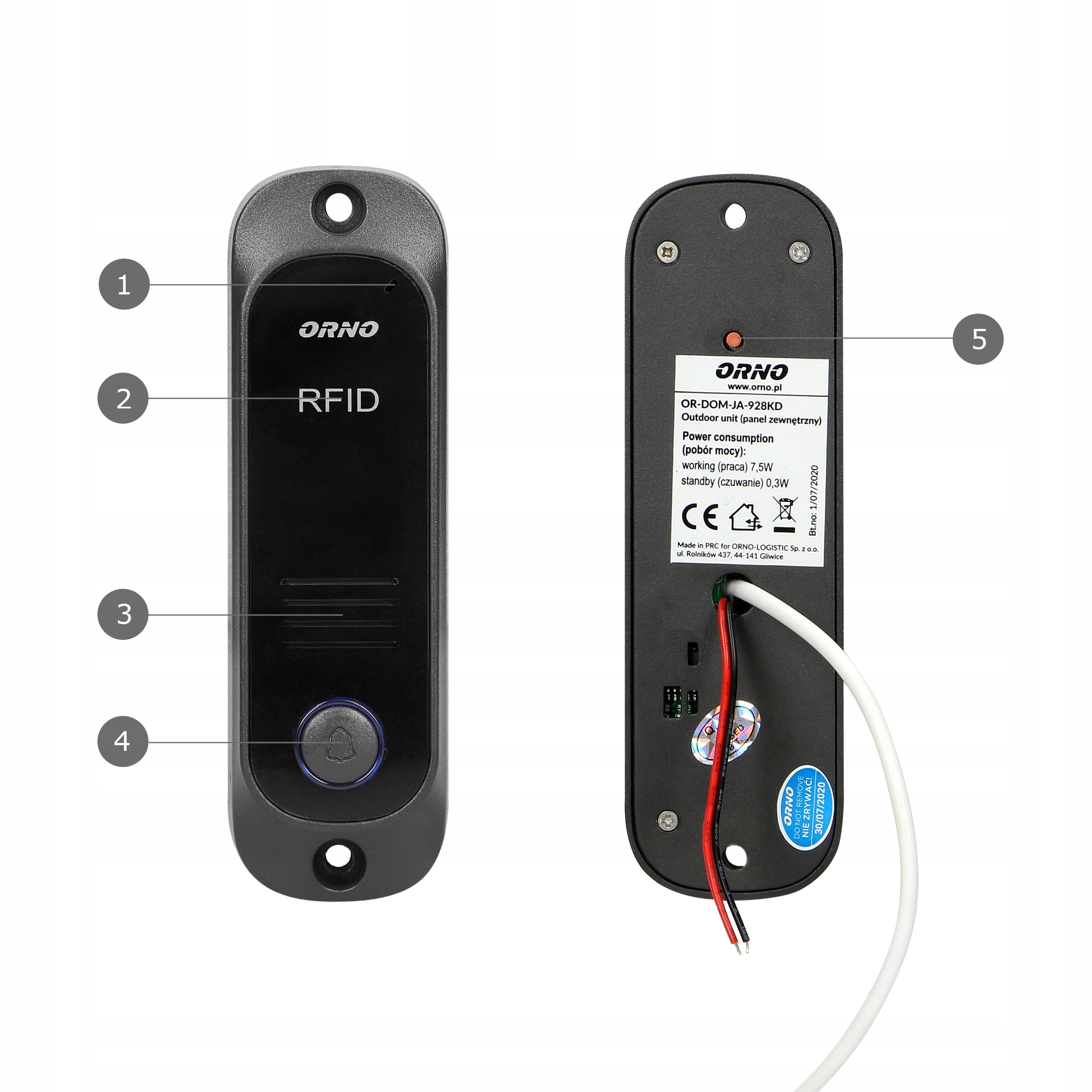PANEL ZEWNĘTRZNY STACJA BRAMOWA DO DOMOFONU ORNO AVIOR OR-DOM-JA-928 Typ domofonu Przewodowy