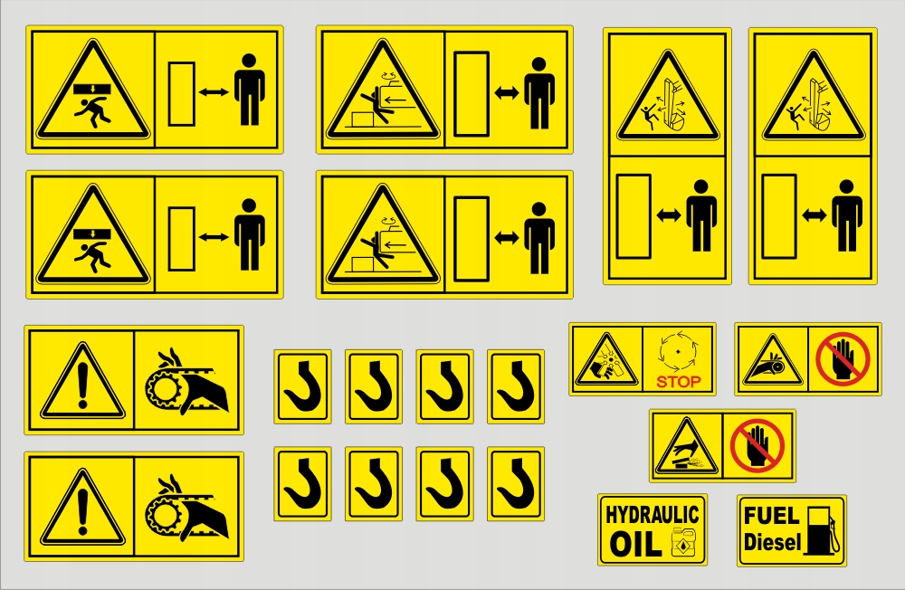 NAKLEJKI PIKTOGRAMY OSTRZEGAWCZE KOPARKA ŁADOWARKA