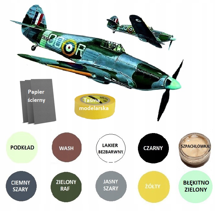 Model samolotu 1/72 Hawker Hurricane klej, farby
