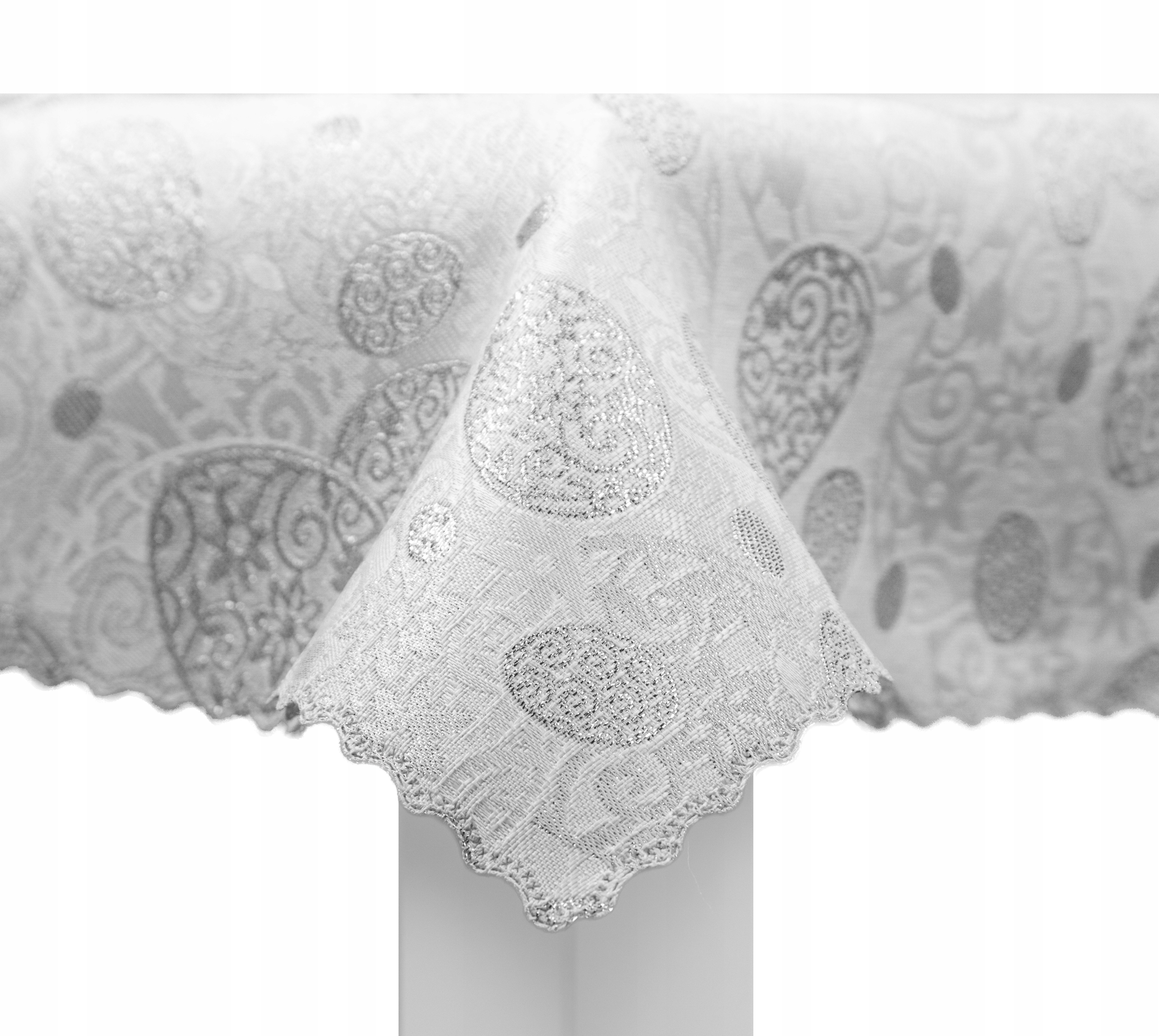 Wielkanoc w stylu glamour srebrne pisanki obrus plamoodporny Lux 160X360