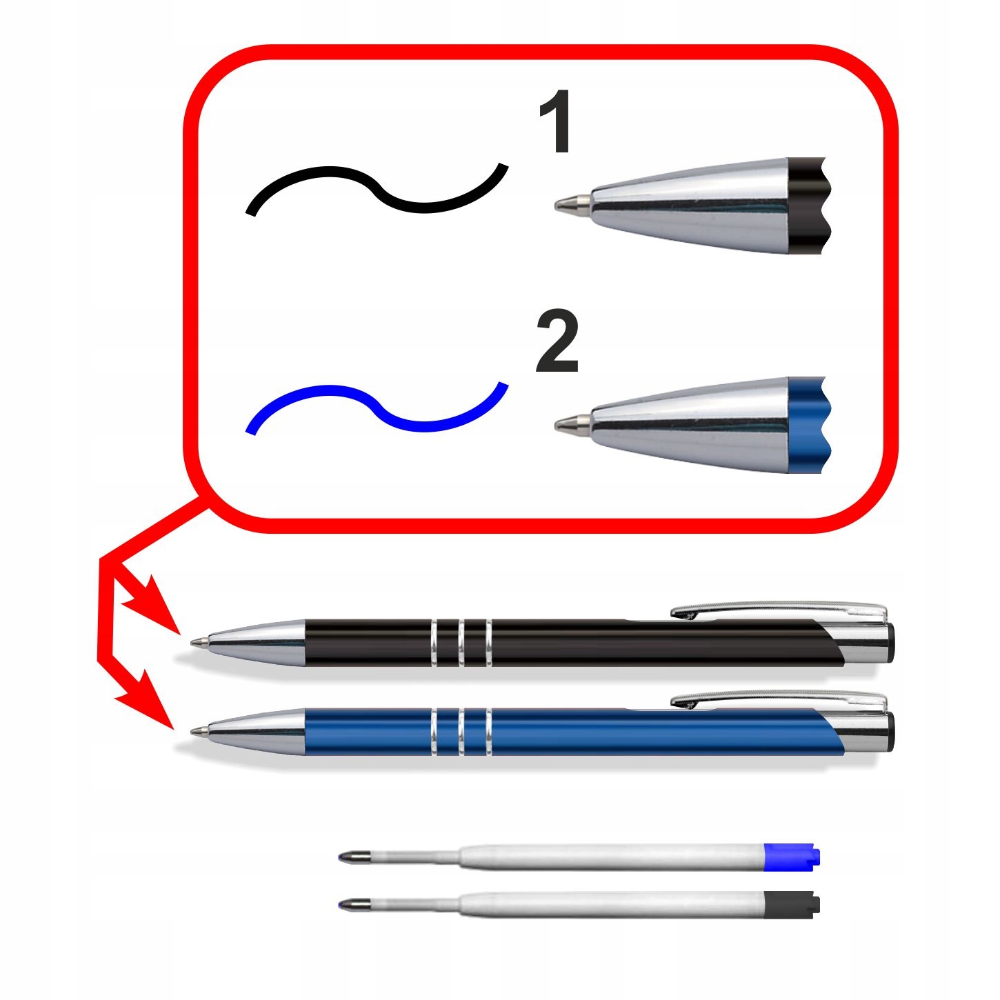 KONIEC ROKU SZKOLNEGO Zestaw 2 x długopis Czarny i Niebieski GRAWER [ZS16] Rodzaj długopisy