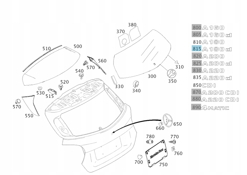 EMBLEMAT MARKI MERCEDES W176 KL A Marka Mercedes-Benz