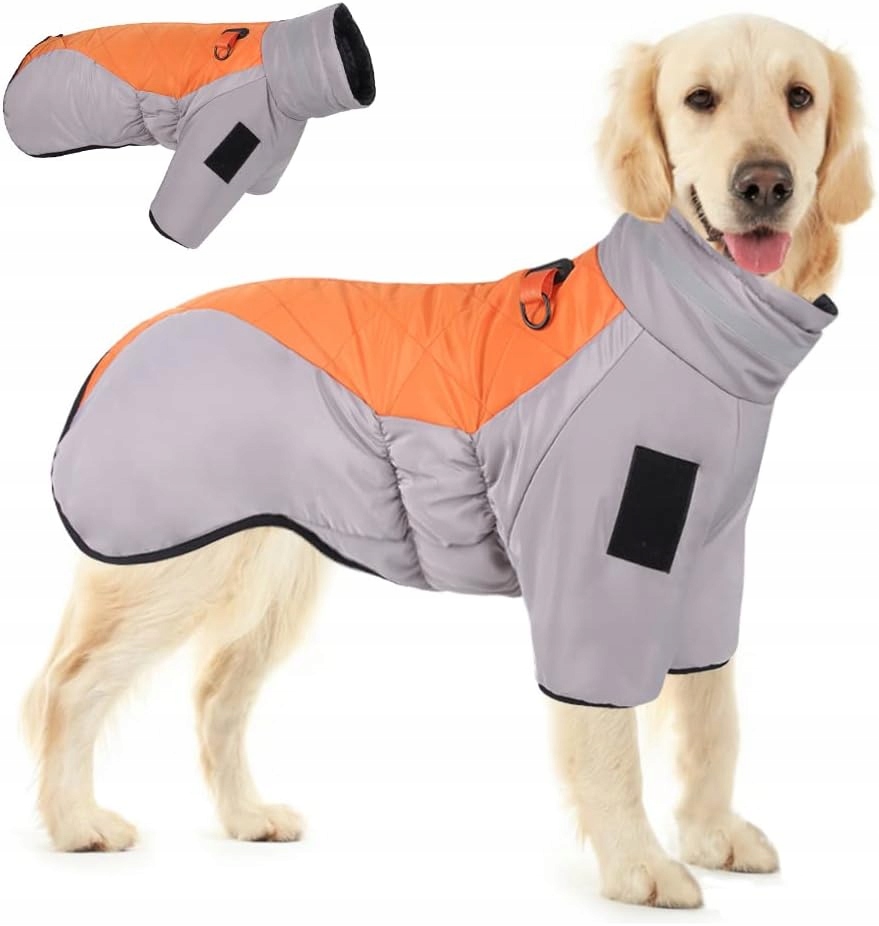 Zimní bunda pro psa s teplými nohavicemi, šedooranžová, voděodolná, 5XL