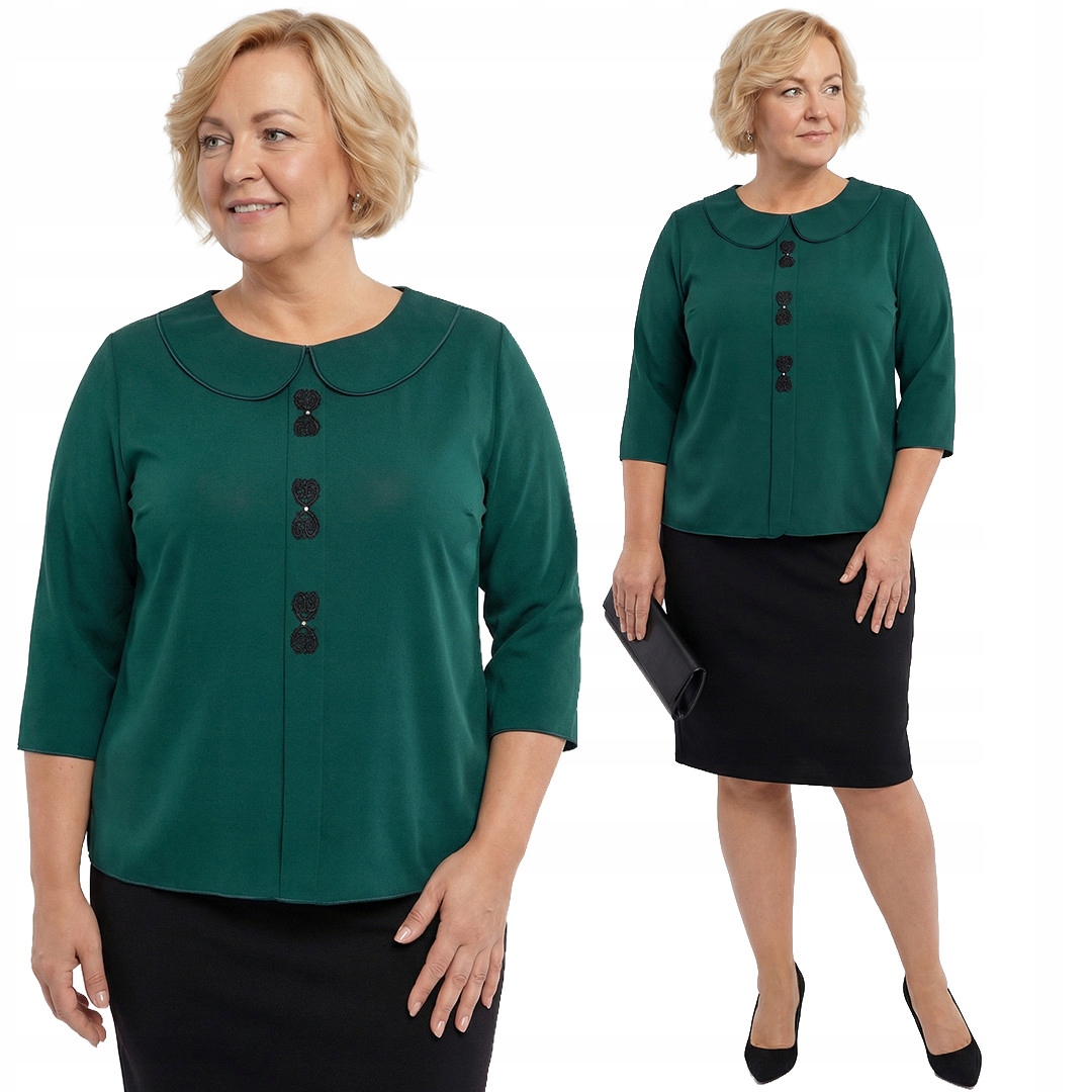 Zelená halenka s límcem plus size velikost 60/62