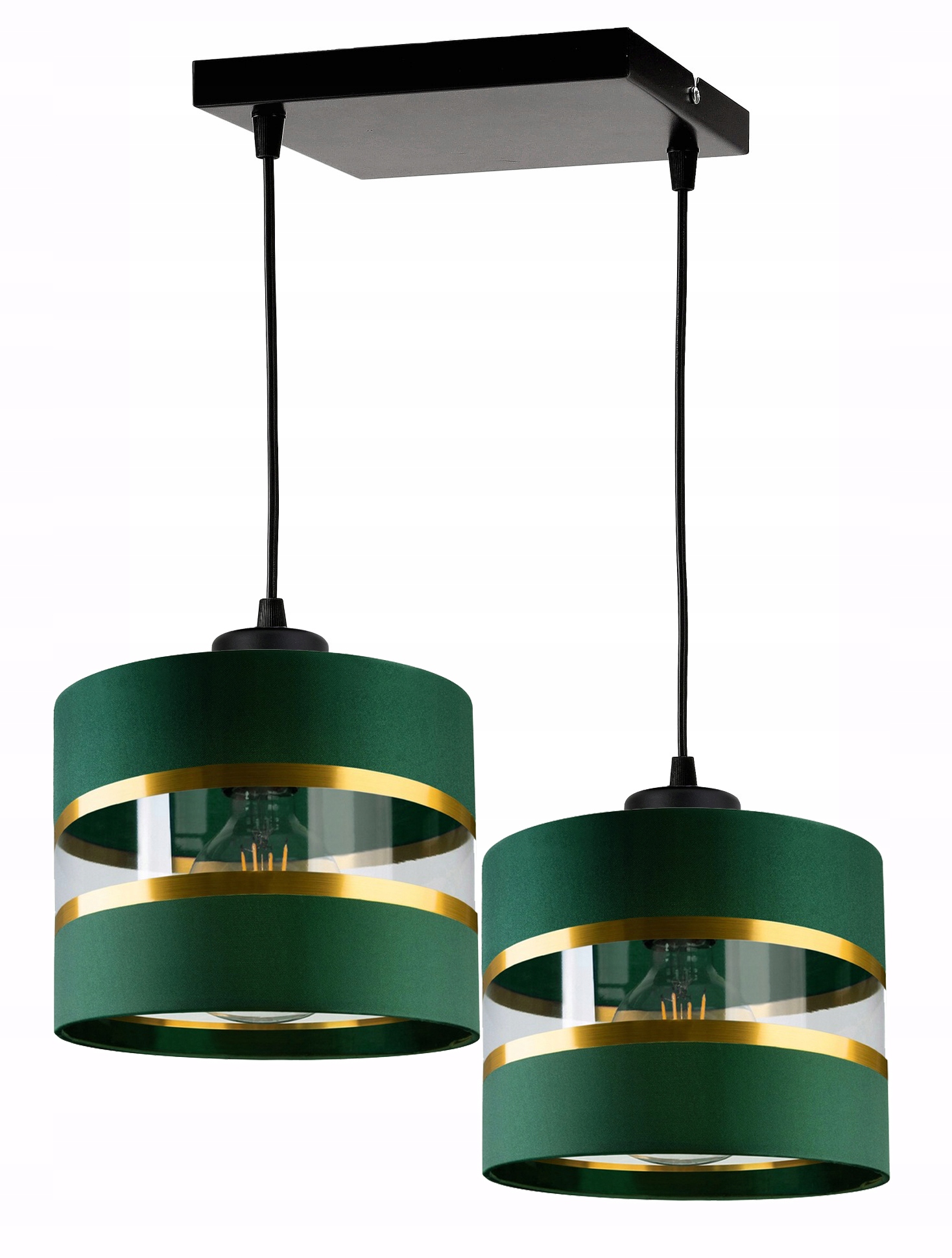 Závěsná Lampa Zwis lustrová Abažur Zelená 2xE27