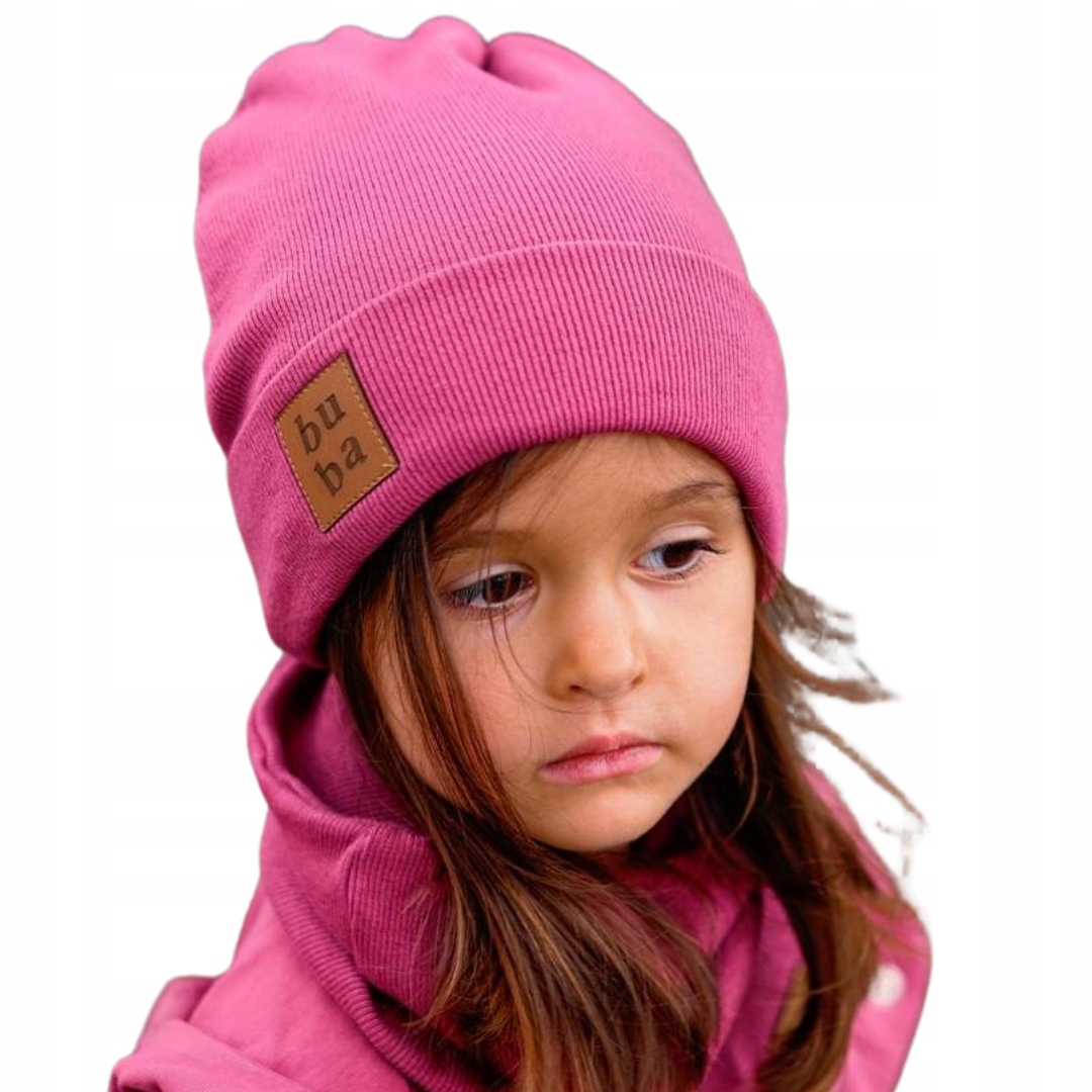 

Czapka wiosna-jesień z kominem - ciemny róż 51-56