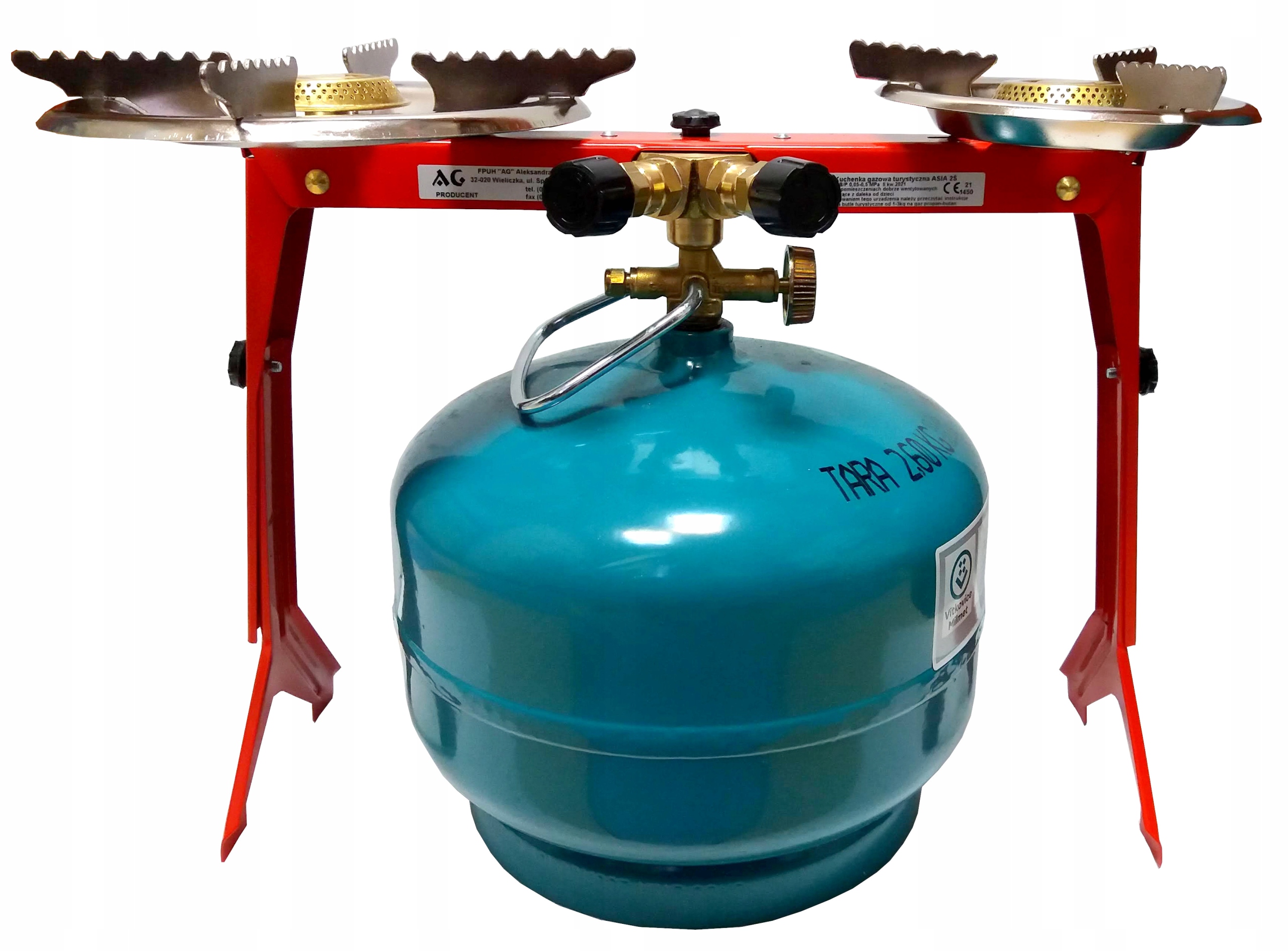 Turistická láhev 2 kg 2 hořáky na plyn Propan Butan