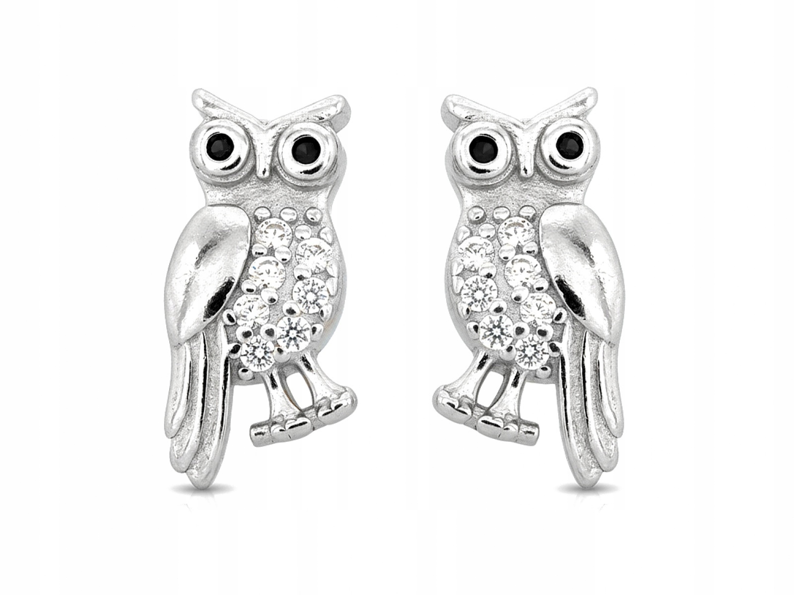 Dámské náušnice ze stříbra 925 Sovy s zirkony na tyčinku jako dárek, módní