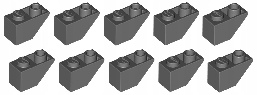 

Lego skos odwrócony 1x2 c. szary 10 szt. 3665 Nowy