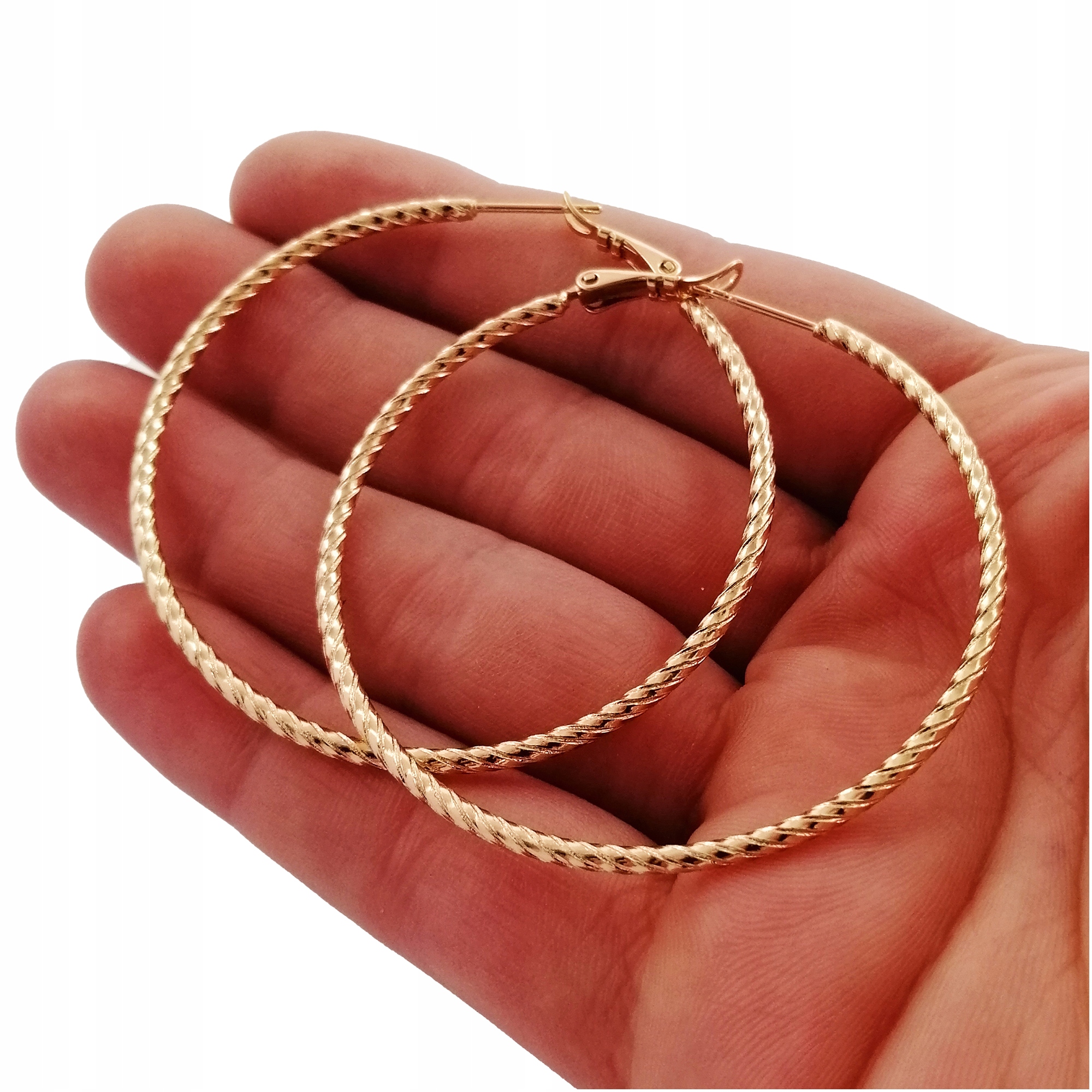 ZŁOTE KOLCZYKI KOŁA DUŻE PREZENT DLA KOBIETY 18K STAL CHIRURGICZNA DLA NIEJ Marka Golden Celebrity