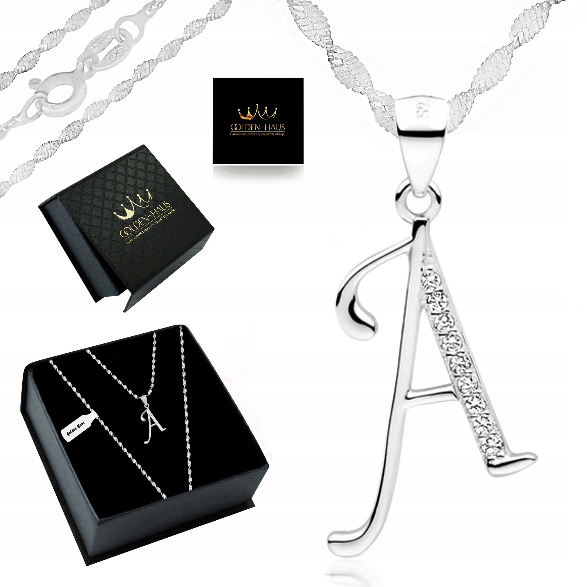 Stříbrný Řetízek Náhrdelník Písmenko A Se Zirkony Dárek Pro Ni +dárek