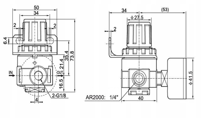 Reduktor regulator 1/4" cala manometr AR2000 Marka inny